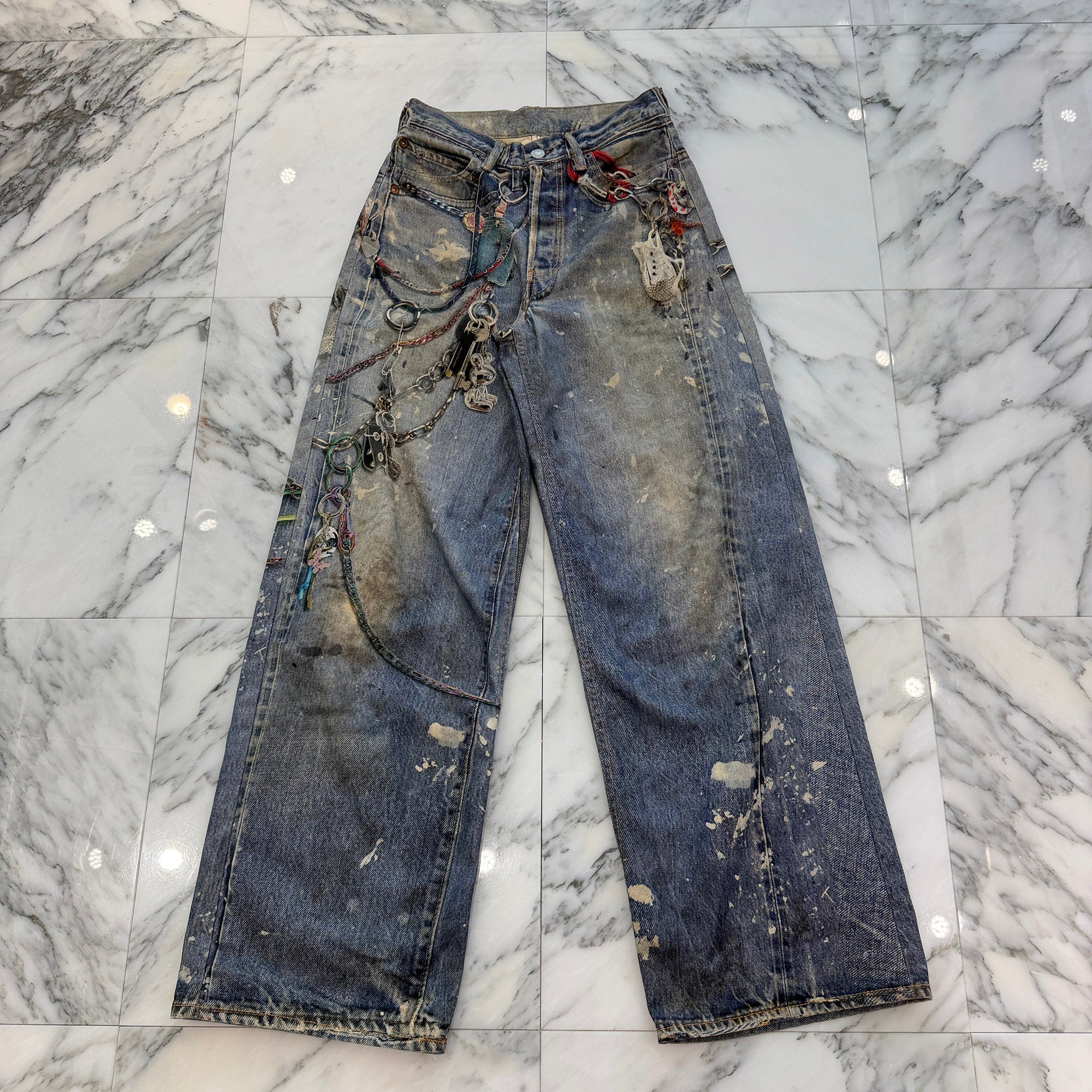Acne Studios 2024AW Trompe L'oeil Chain Graphic Over Denim Pants FN-MN-TROU001290 Size 32 アクネストゥディオズ トロンプルイユ チェーングラフィックオーバーデニムパンツ サイズ32