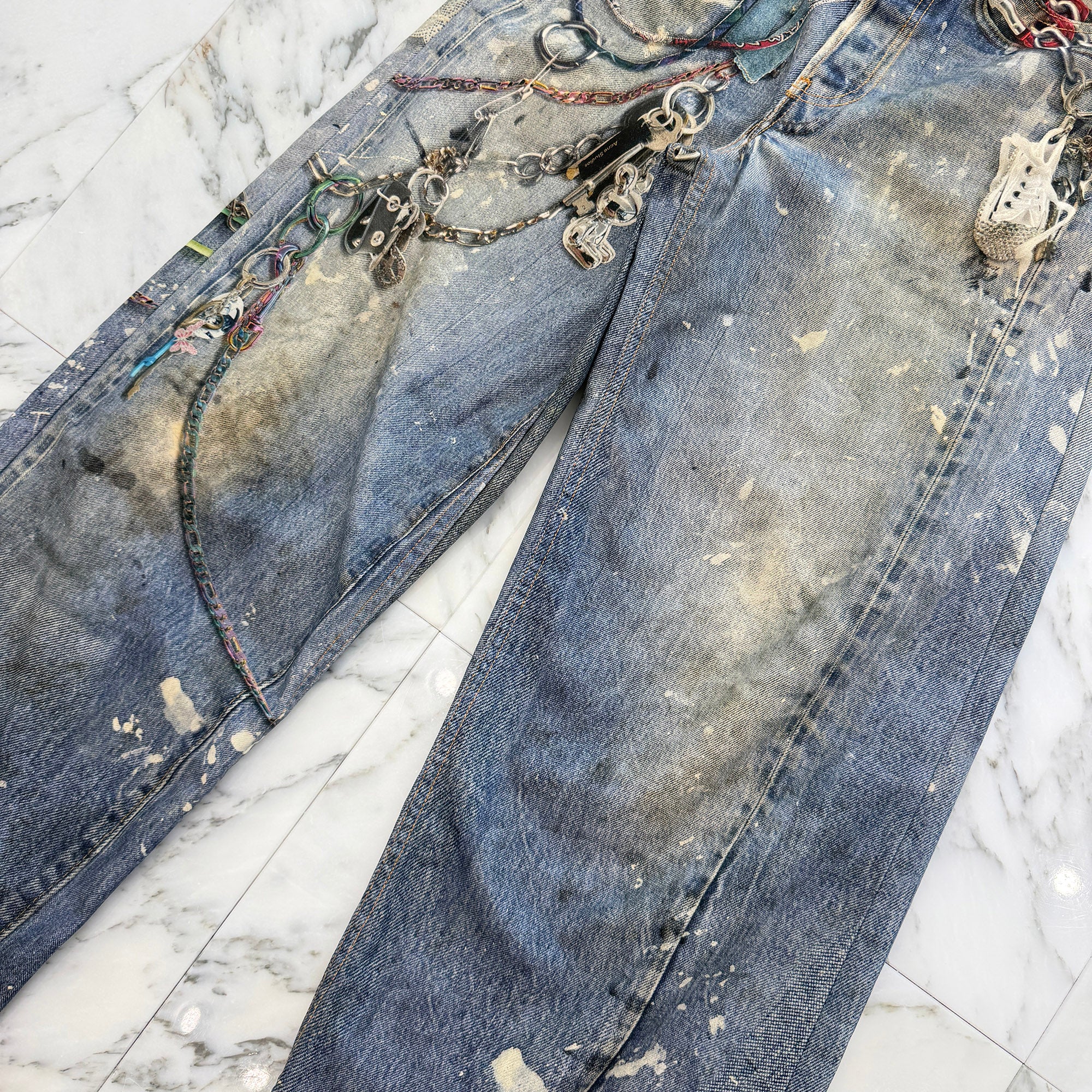 Acne Studios 2024AW Trompe L'oeil Chain Graphic Over Denim Pants FN-MN-TROU001290 Size 32 アクネストゥディオズ トロンプルイユ チェーングラフィックオーバーデニムパンツ サイズ32