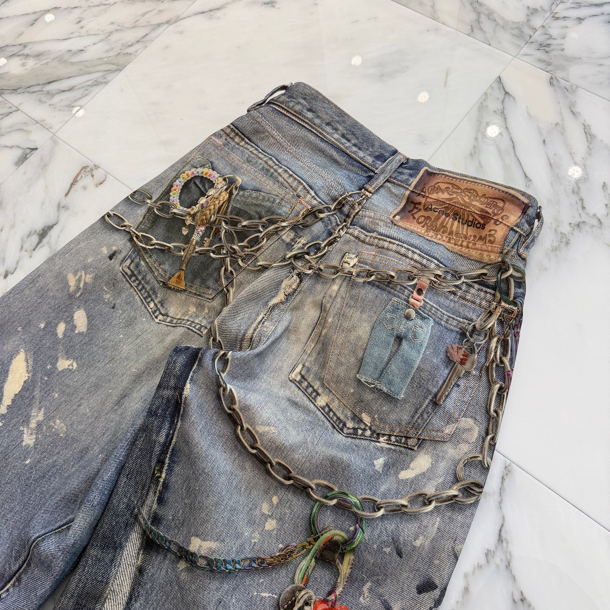 Acne Studios 2024AW Trompe L'oeil Chain Graphic Over Denim Pants FN-MN-TROU001290 Size 32 アクネストゥディオズ トロンプルイユ チェーングラフィックオーバーデニムパンツ サイズ32