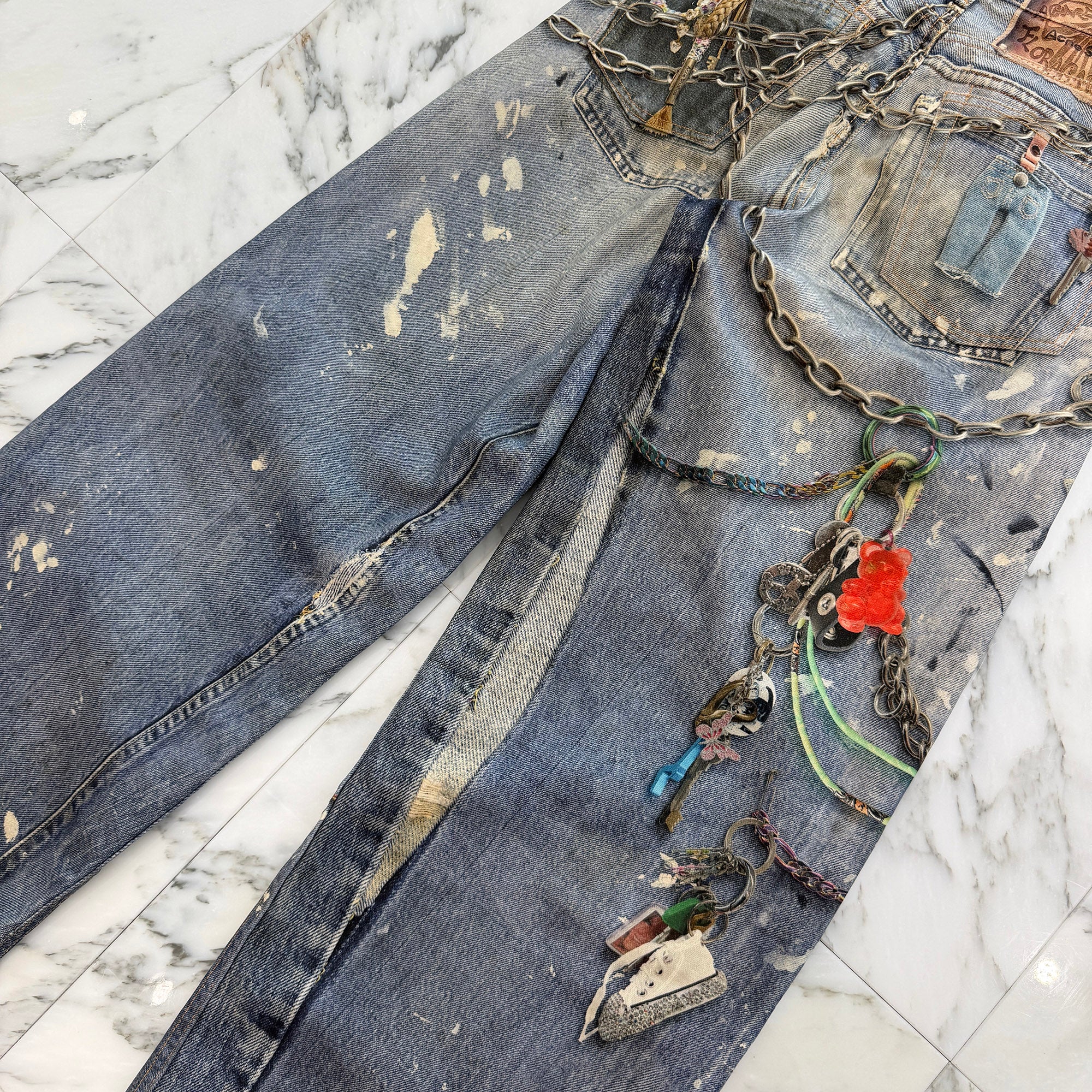 Acne Studios 2024AW Trompe L'oeil Chain Graphic Over Denim Pants FN-MN-TROU001290 Size 32 アクネストゥディオズ トロンプルイユ チェーングラフィックオーバーデニムパンツ サイズ32