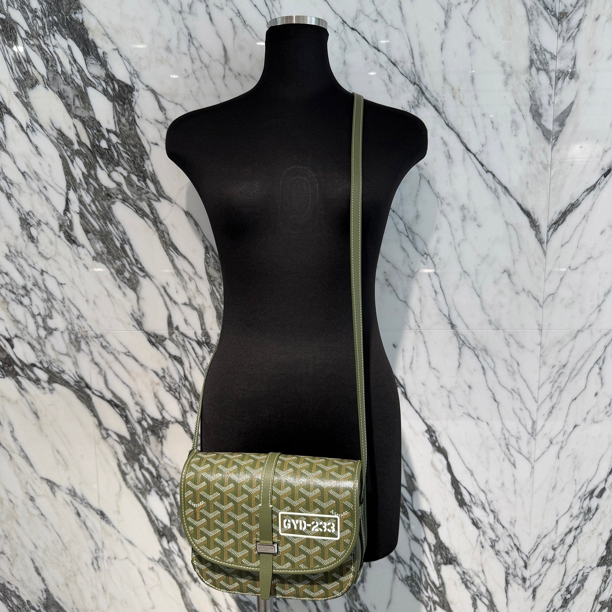 GOYARD 2025SS ARMY GREEN HAND PAINTED Belvedere PM Shoulder Bag