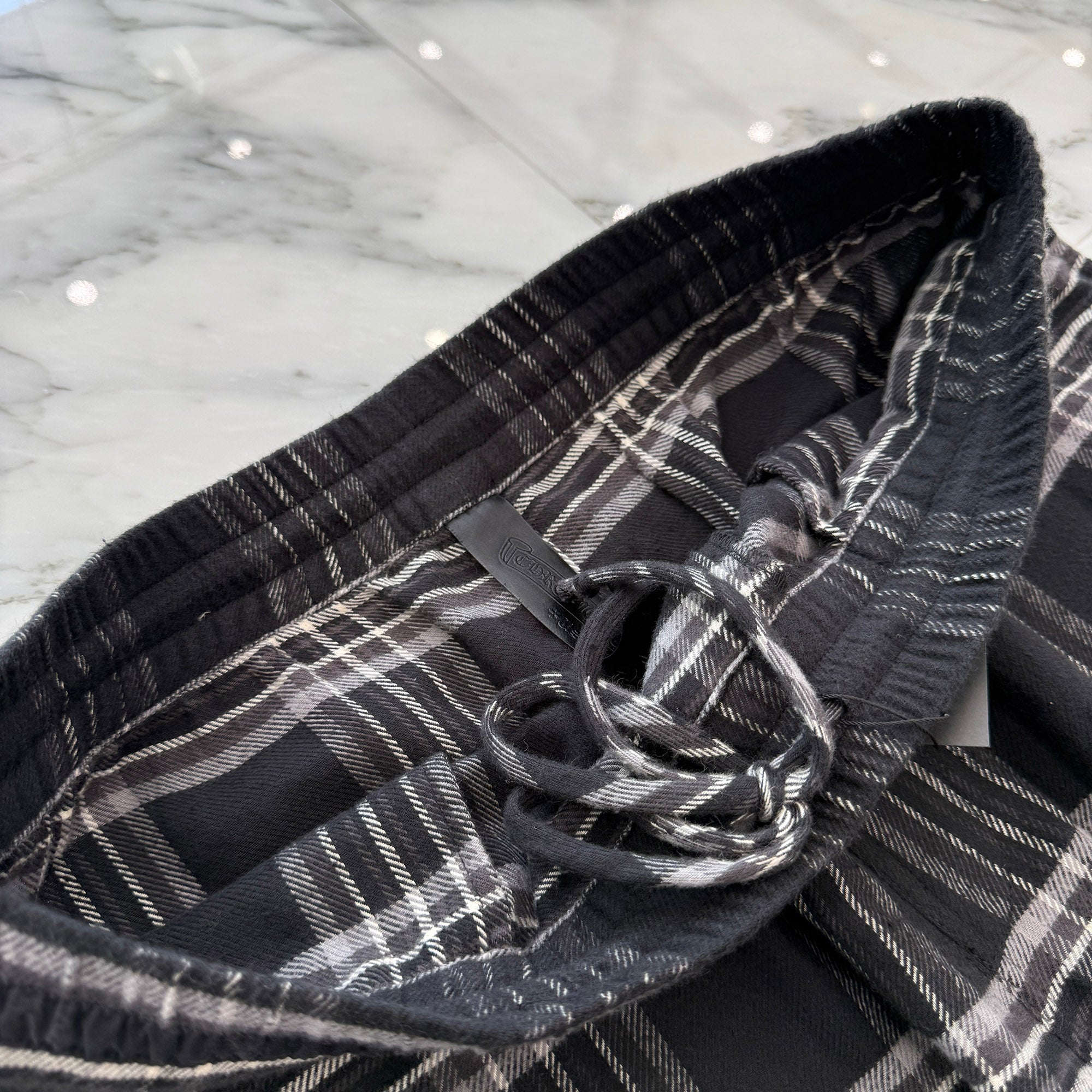 CHROME HEARTS 1 Cross Leather Patch After School Flannel Check Pants Size XL クロムハーツ 1 クロス レザー パッチ アフタースクール フランネル チェック パンツ サイズXL