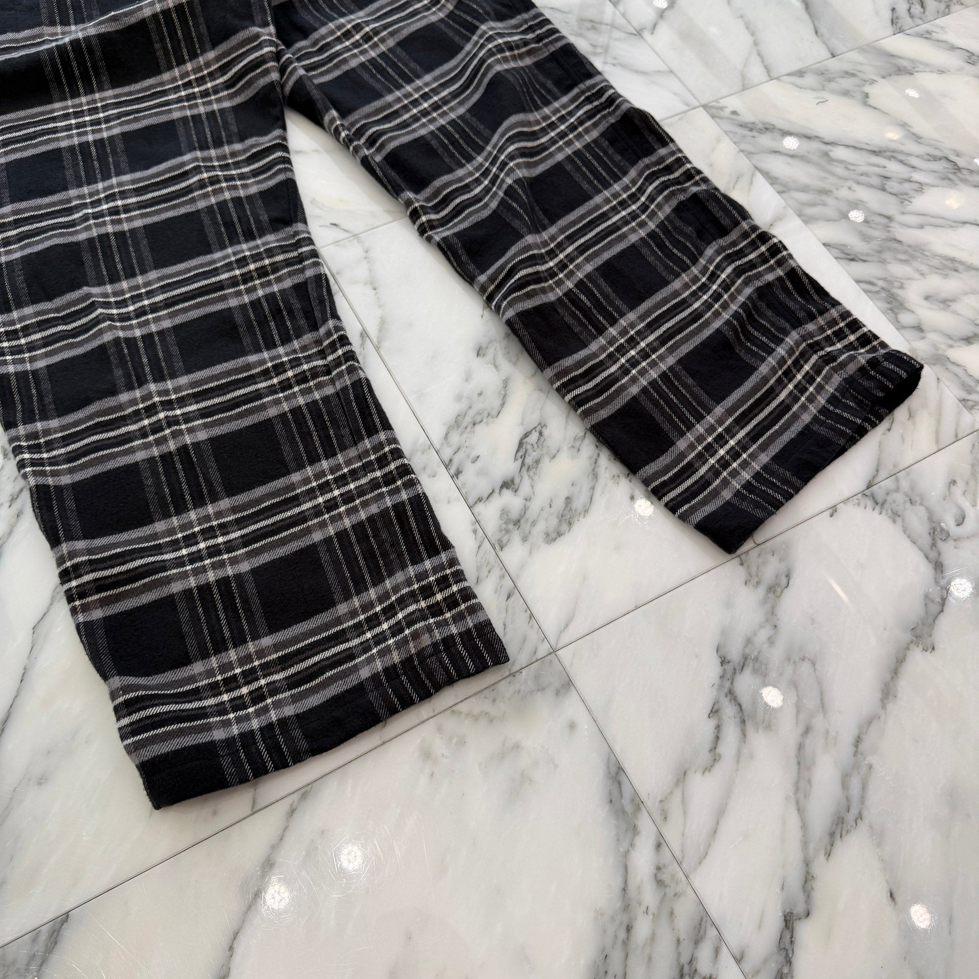 CHROME HEARTS 1 Cross Leather Patch After School Flannel Check Pants Size XL クロムハーツ 1 クロス レザー パッチ アフタースクール フランネル チェック パンツ サイズXL