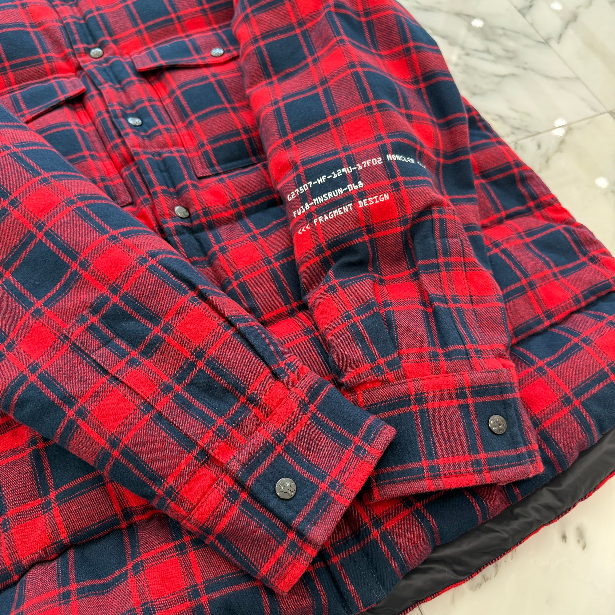 MONCLER × FRAGMENT 2018AW MORAN GIUBBOTTO Check Down Jacket D209U4031950 549XX Size 4 モンクレール×フラグメント モラン・ジュボット チェック ダウンジャケット サイズ4