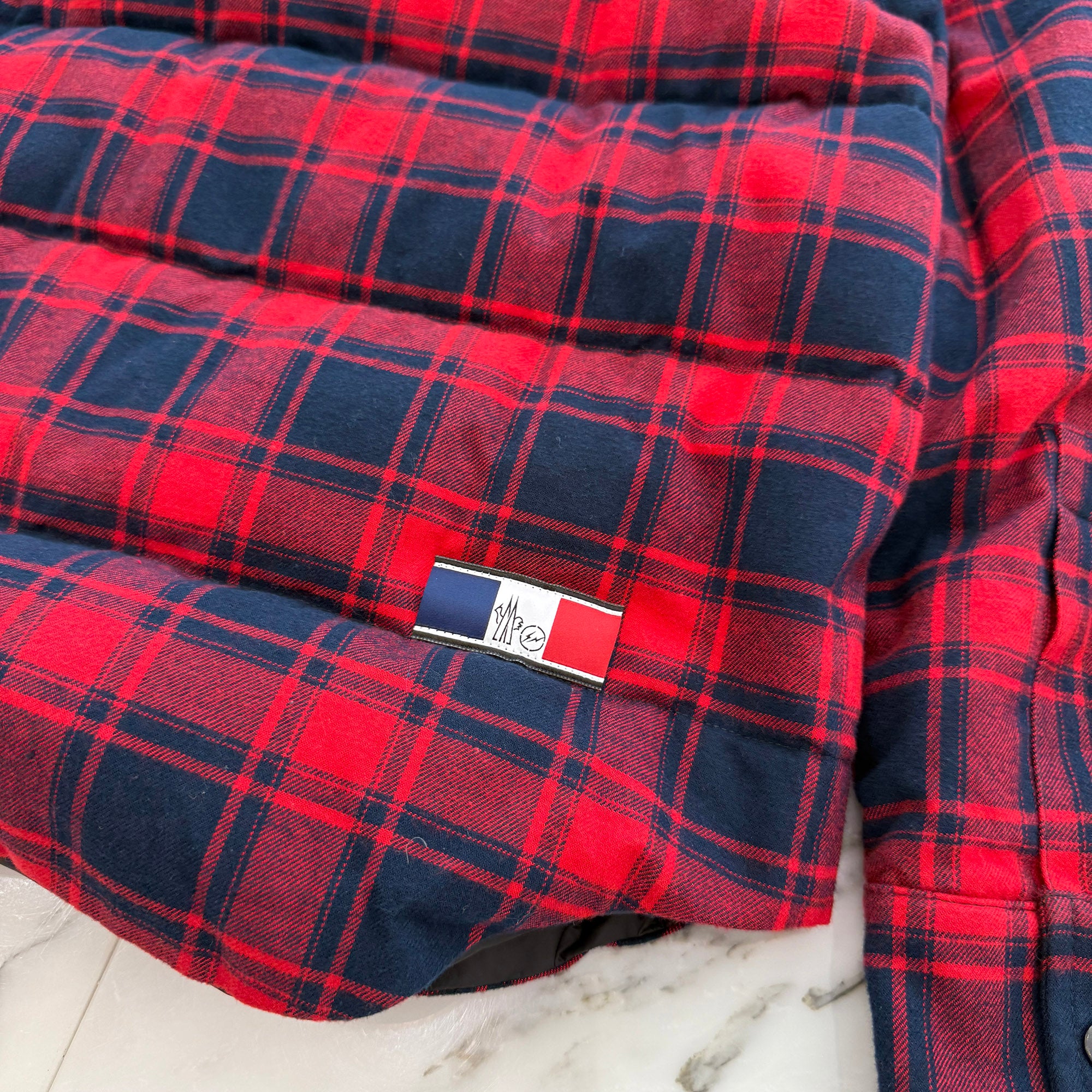 MONCLER × FRAGMENT 2018AW MORAN GIUBBOTTO Check Down Jacket D209U4031950 549XX Size 4 モンクレール×フラグメント モラン・ジュボット チェック ダウンジャケット サイズ4