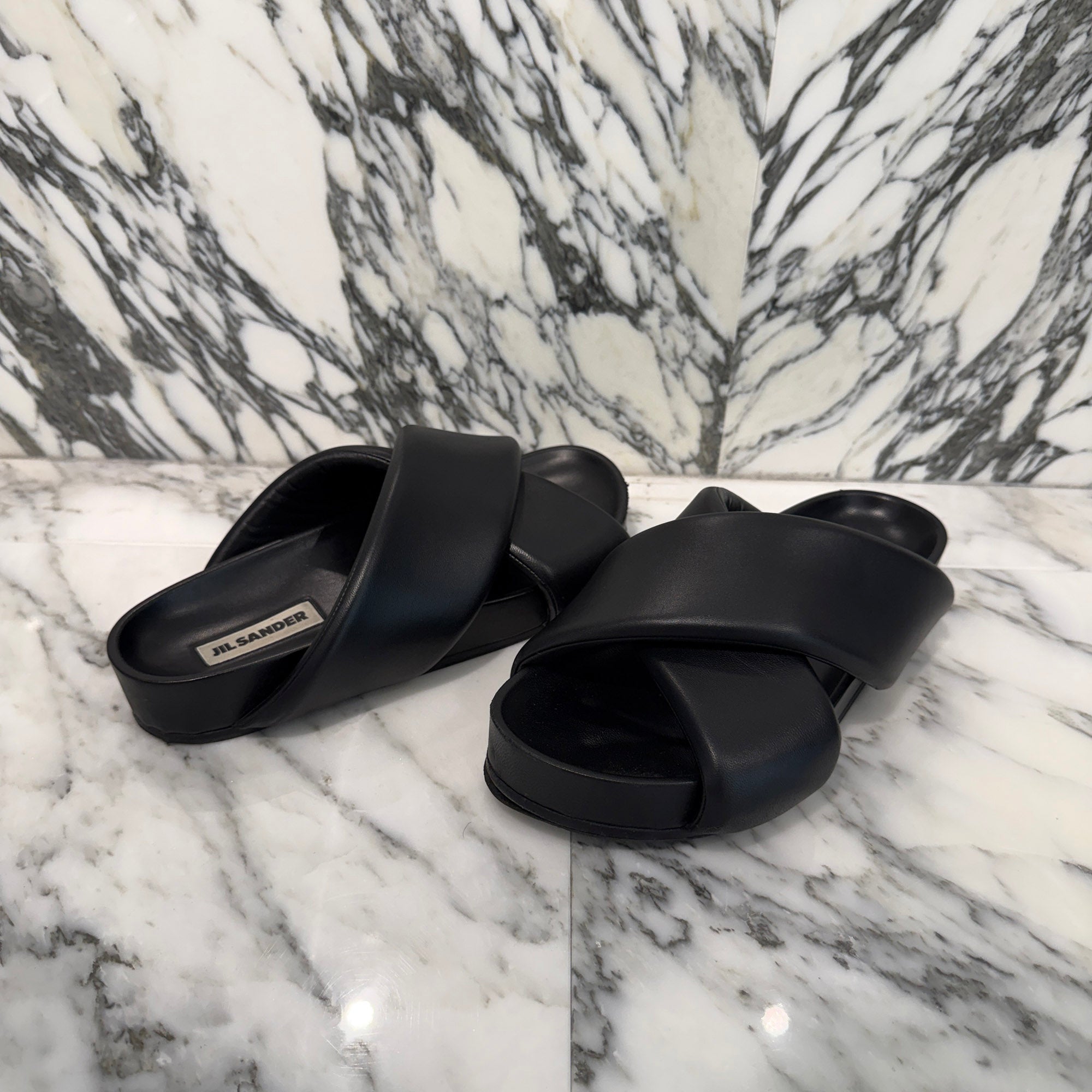 JIL SANDER Padded Leather Cross Strap Sandals J15WP0043 ジルサンダー パデッドレザー クロスストラップ サンダル