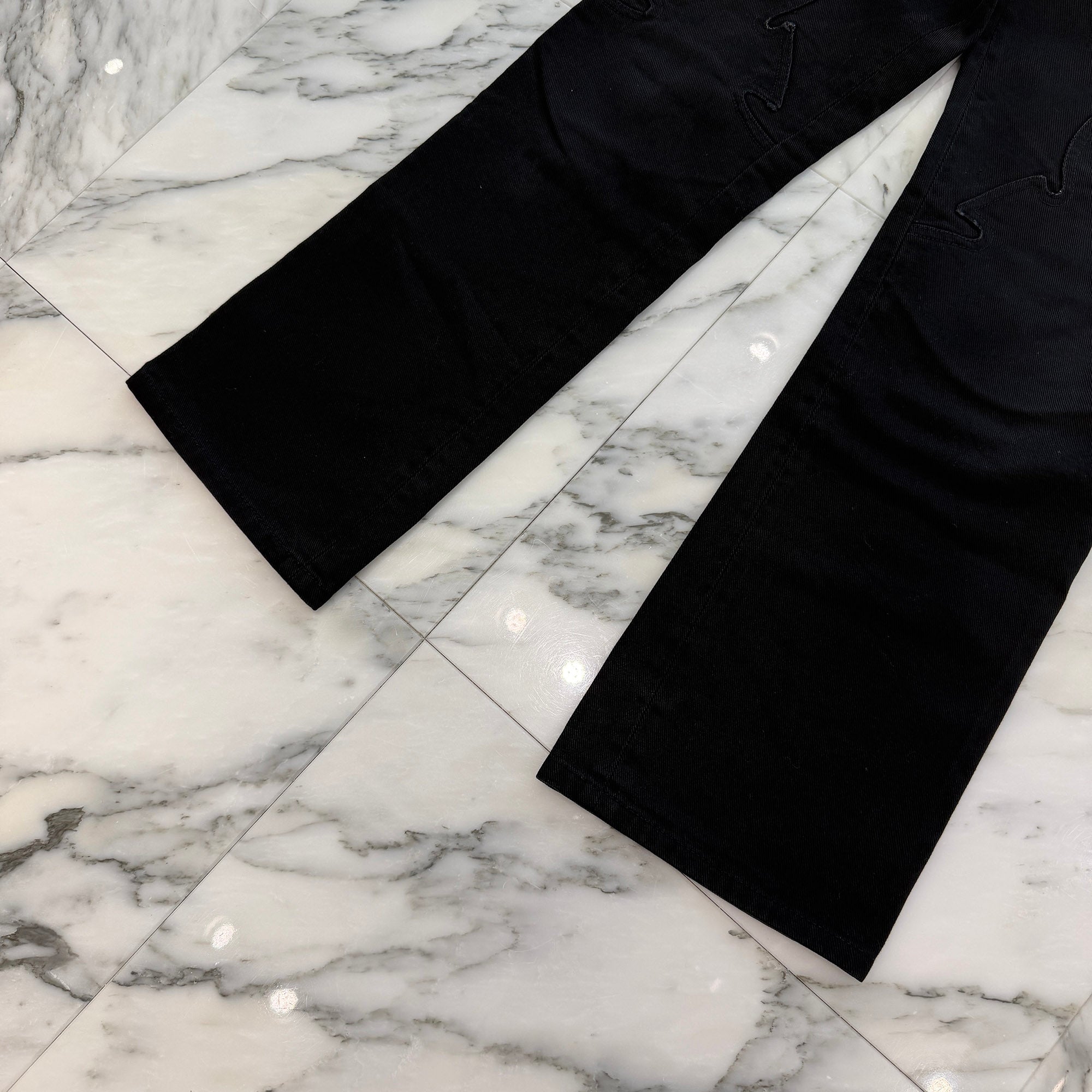 CHROME HEARTS Flare Knee Horseshoe Button Denim Pants Size 27 クロムハーツ フレアニー ホースシューボタン デニムパンツ サイズ27