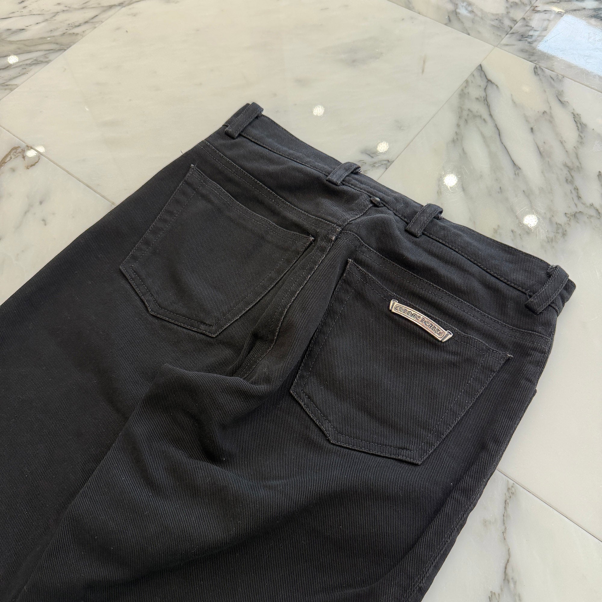 CHROME HEARTS Flare Knee Horseshoe Button Denim Pants Size 27 クロムハーツ フレアニー ホースシューボタン デニムパンツ サイズ27