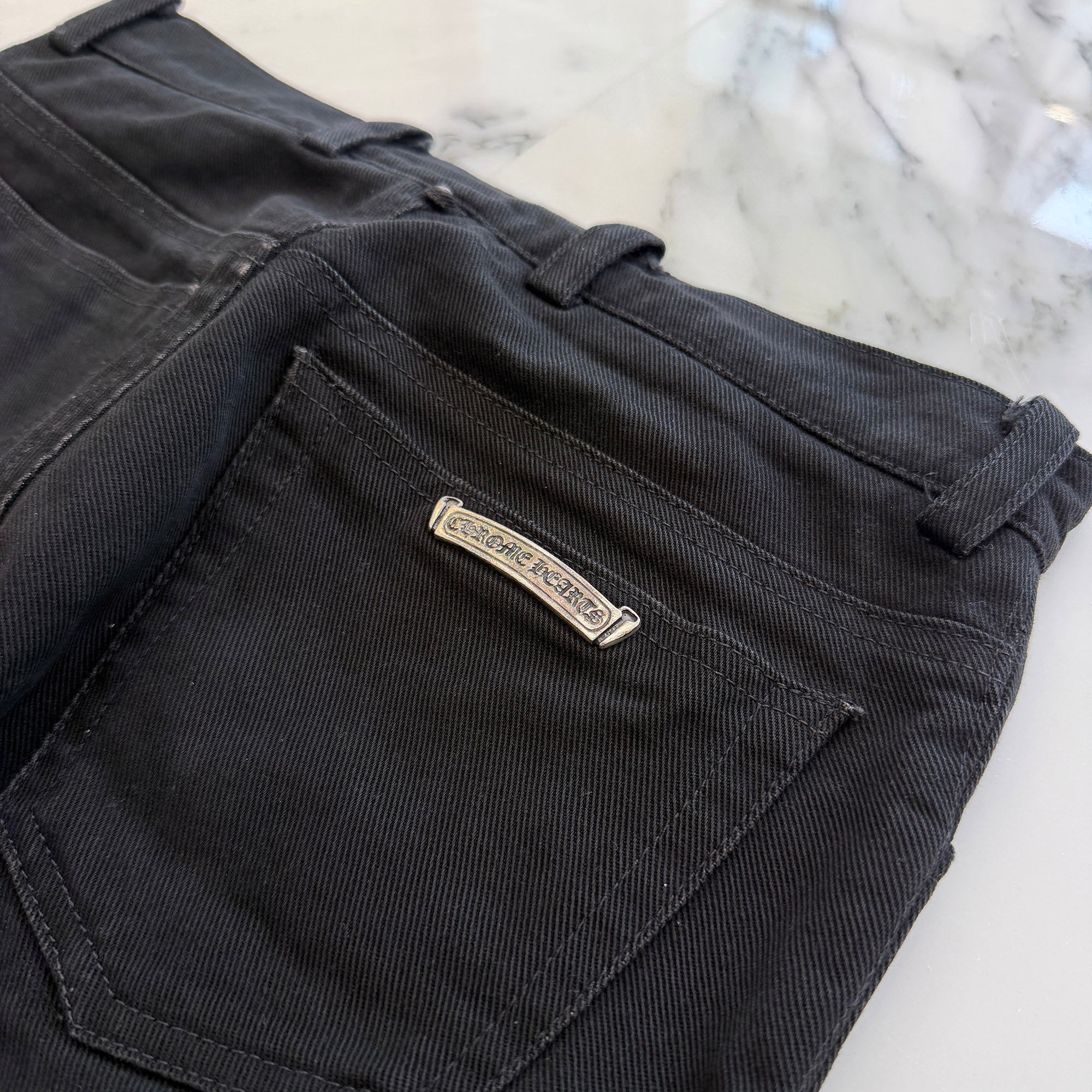 CHROME HEARTS Flare Knee Horseshoe Button Denim Pants Size 27 クロムハーツ フレアニー ホースシューボタン デニムパンツ サイズ27
