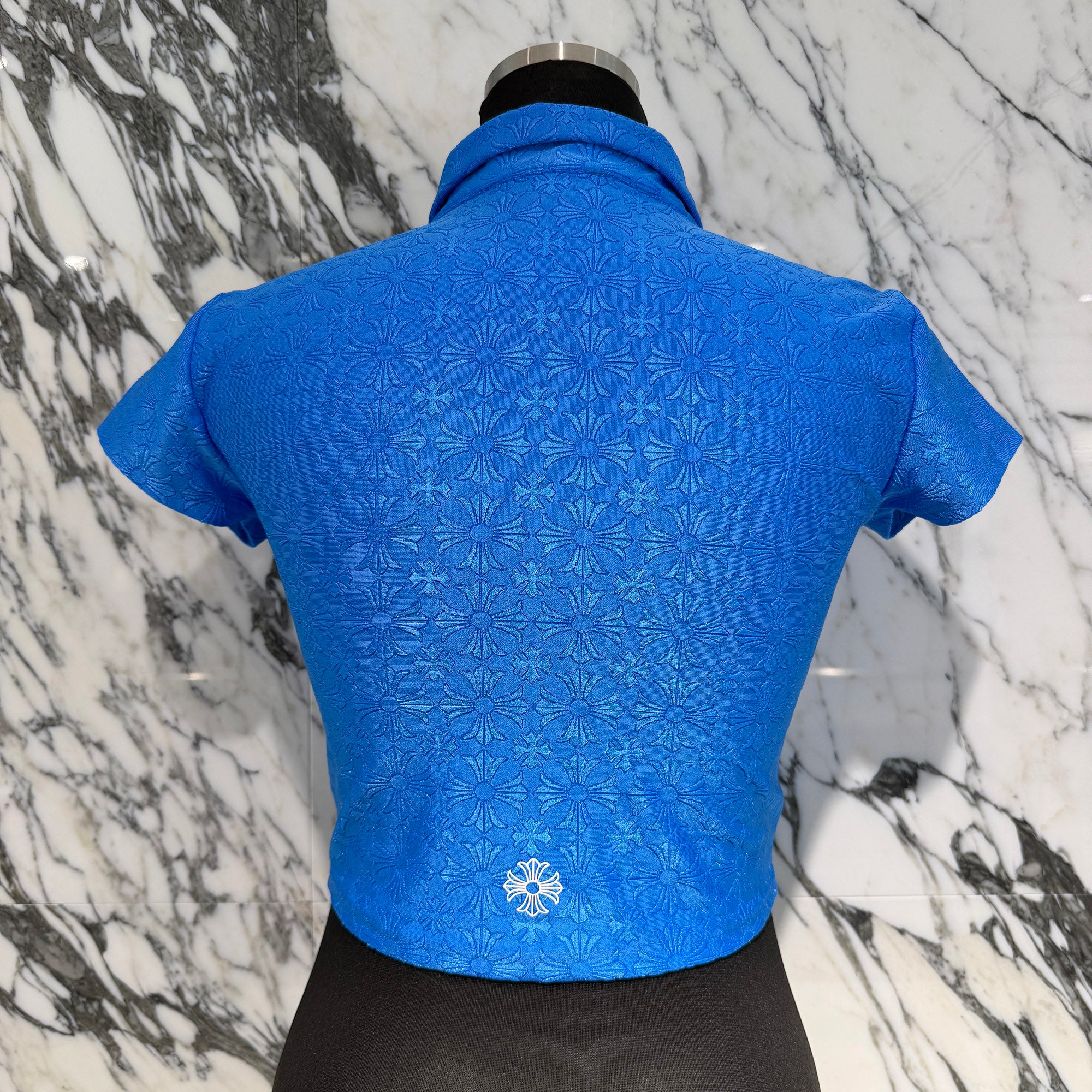 CHROME HEARTS CH Plus Pattern Horseshoe Rubber Print Polo Shirt Size XS クロムハーツ CHプラス柄 ホースシューラバープリント ポロシャツ サイズXS