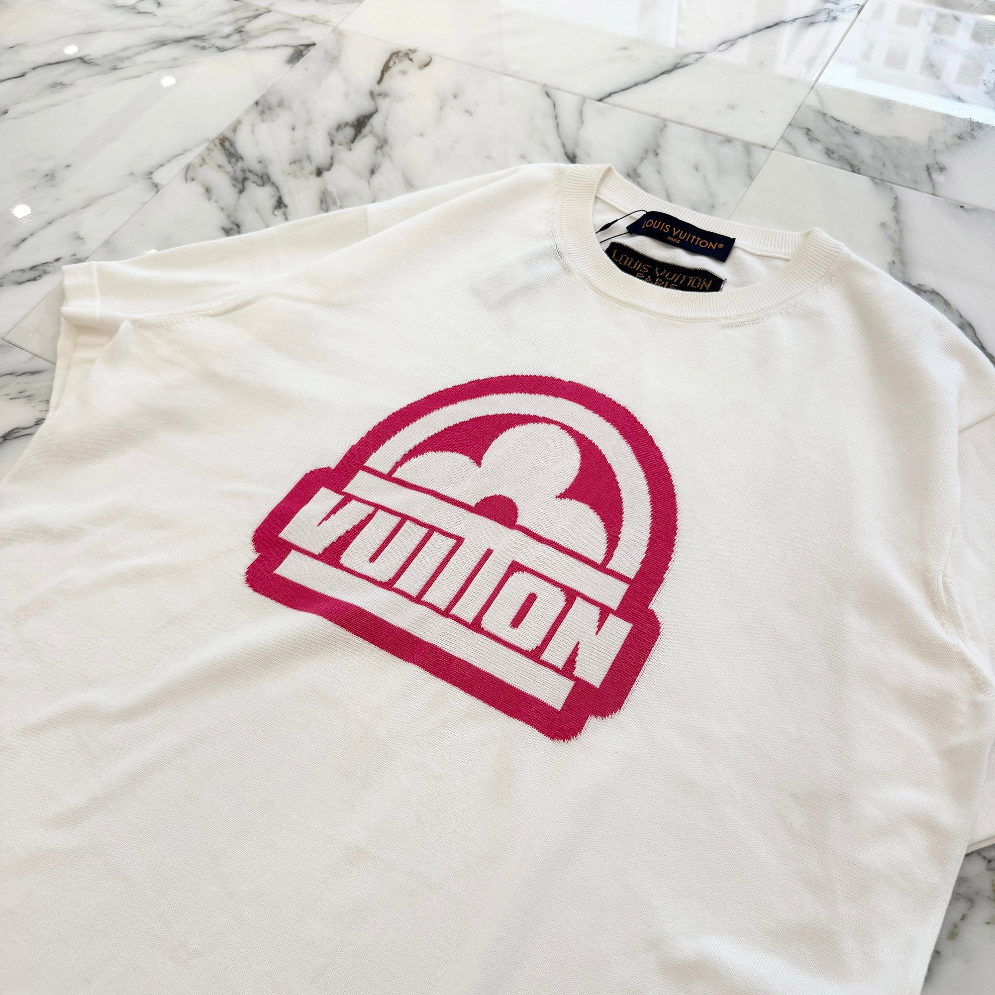 LOUIS VUITTON 2023AW Front Logo Cotton Knit Tee Size M ルイヴィトン フロントロゴ コットン ニット Tシャツ サイズM