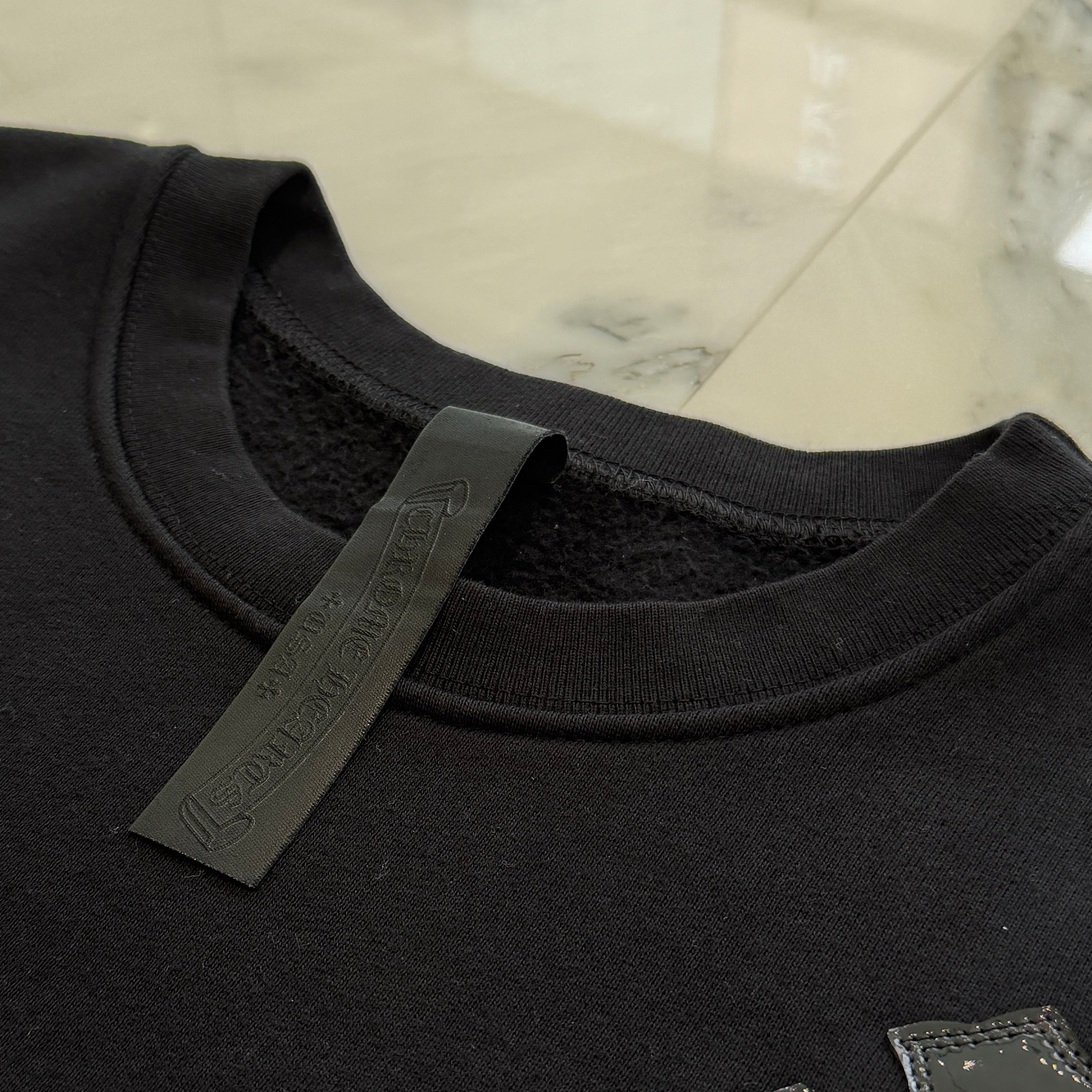 CHROME HEARTS Y NOT Multi Leather Cross Patch Sweatshirt Size M クロムハーツ ワイノット マルチレザークロスパッチ スウェットシャツ サイズM