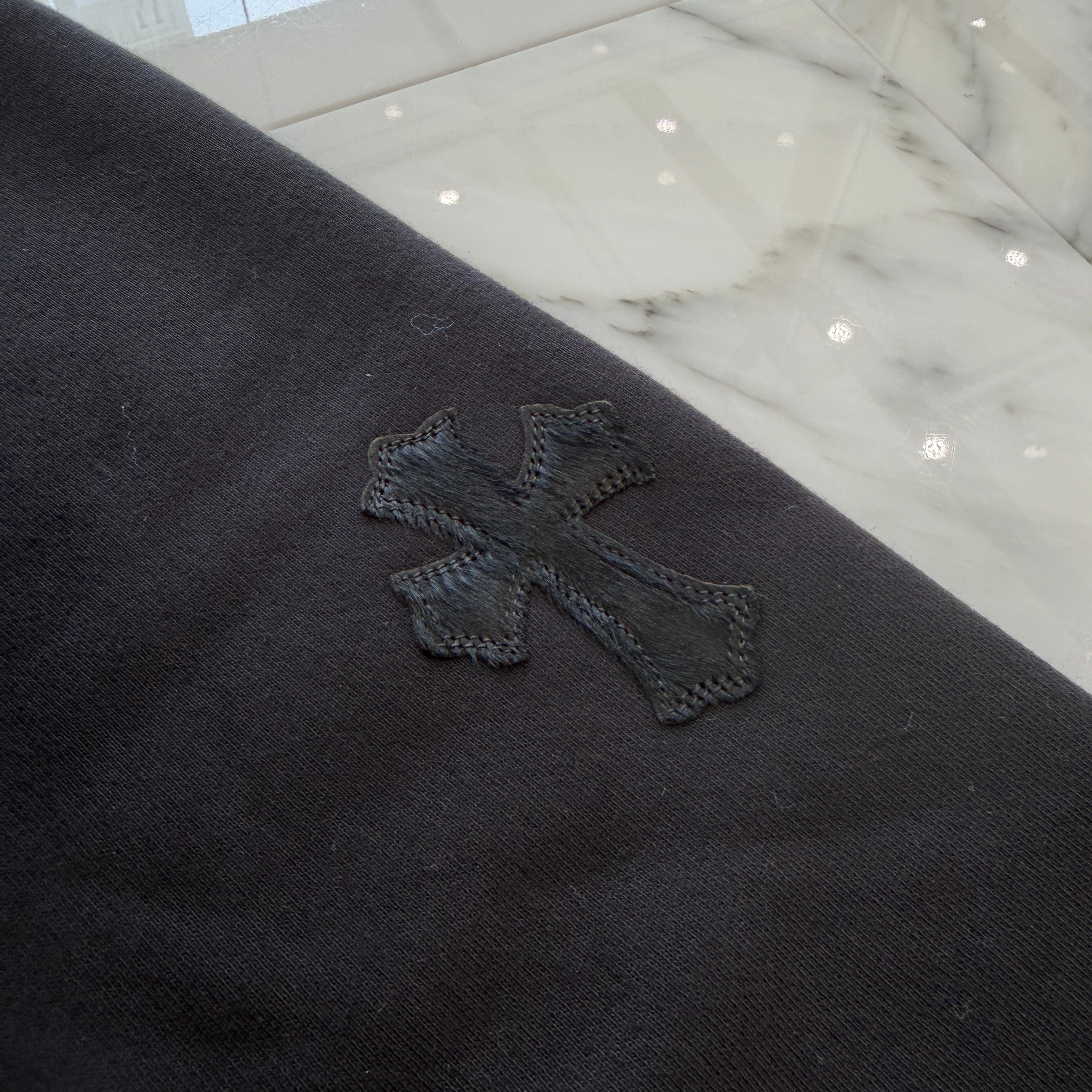 CHROME HEARTS Y NOT Multi Leather Cross Patch Sweatshirt Size M クロムハーツ ワイノット マルチレザークロスパッチ スウェットシャツ サイズM