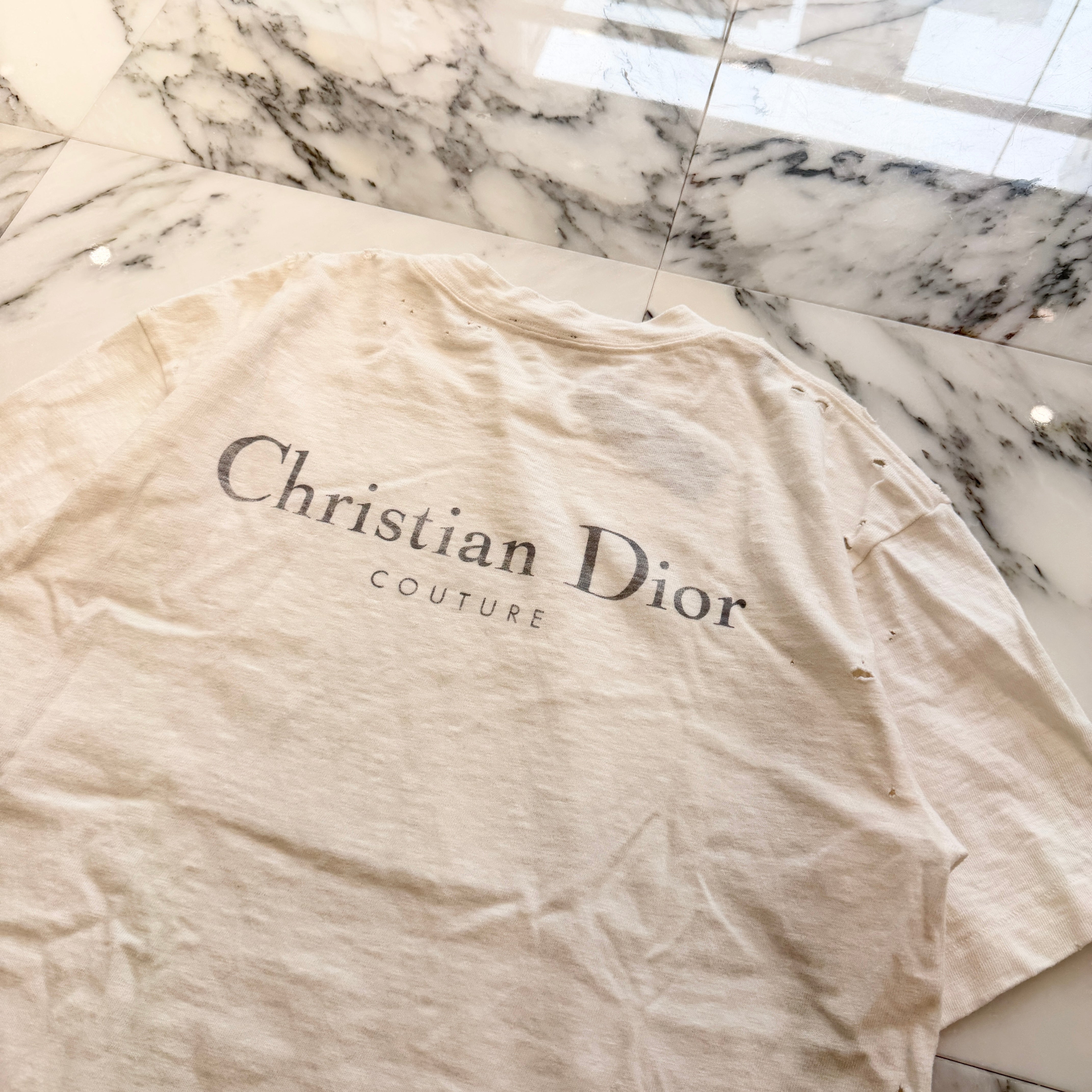 DIOR 2023AW Distressed Finish "Christian Dior Couture" Print Tee 343J636A0849 Size S ディオール ダメージ加工 "クリスチャン・ディオール クチュール" プリントTシャツ サイズS