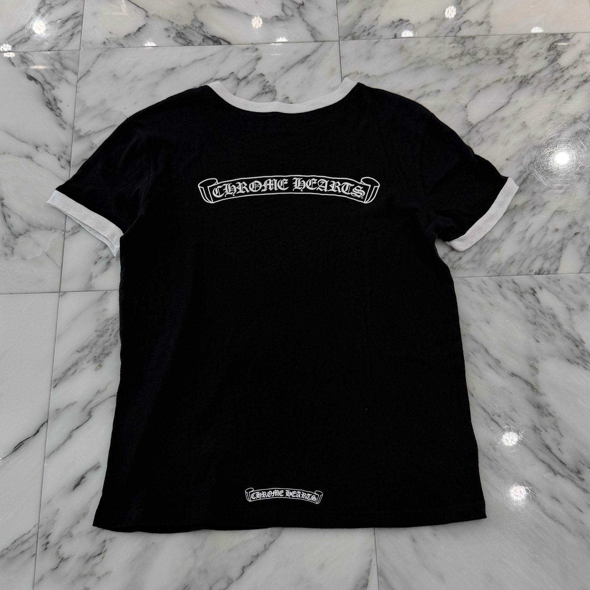 CHROME HEARTS Back Scroll Ringer Tee Size M クロムハーツ バックスクロール リンガー Tシャツ サイズM