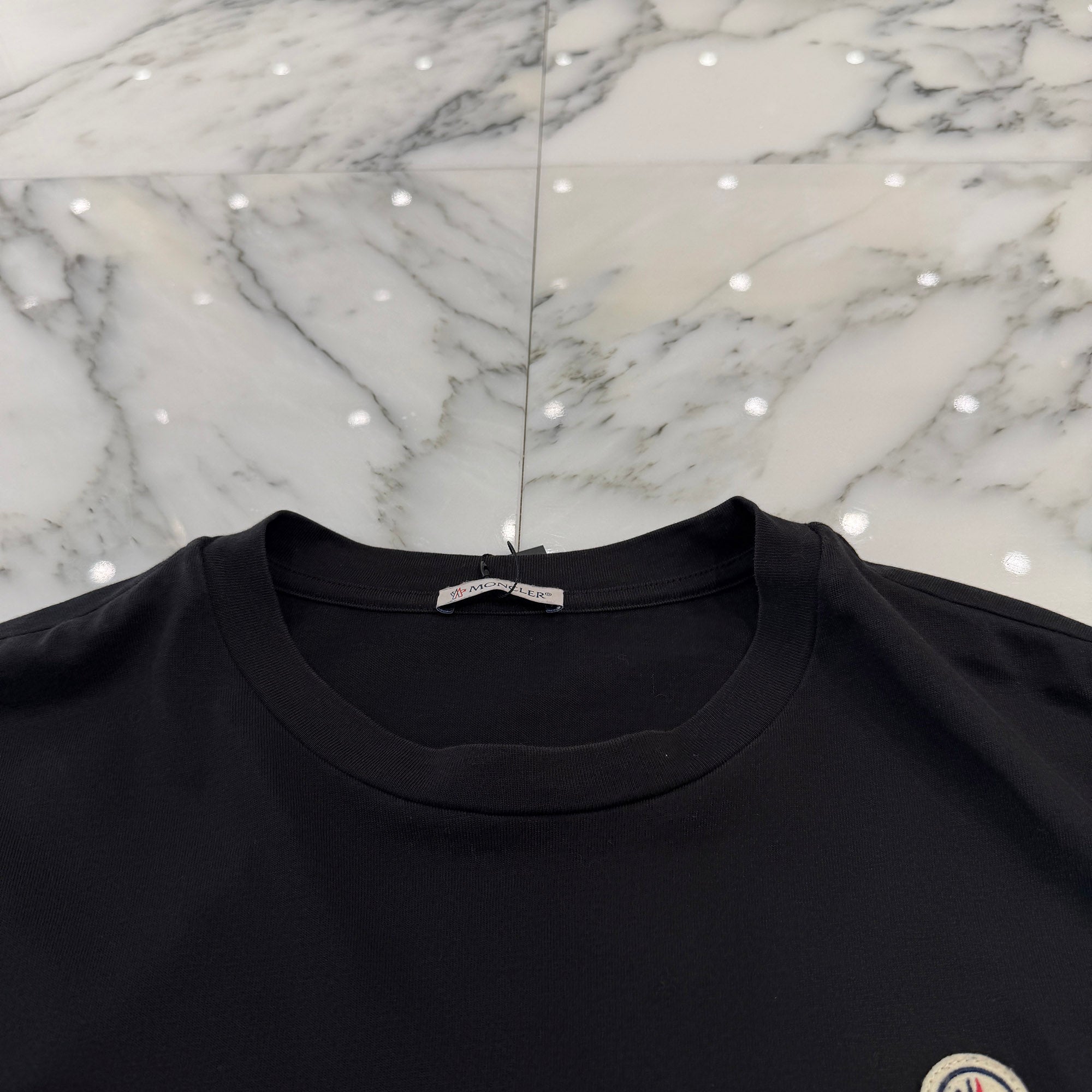 MONCLER MAGLIA Flock Logo Cotton Crew Neck Tee K10918C00075 8390T Size L モンクレール フロックロゴ コットン クルーネック Tシャツ サイズL