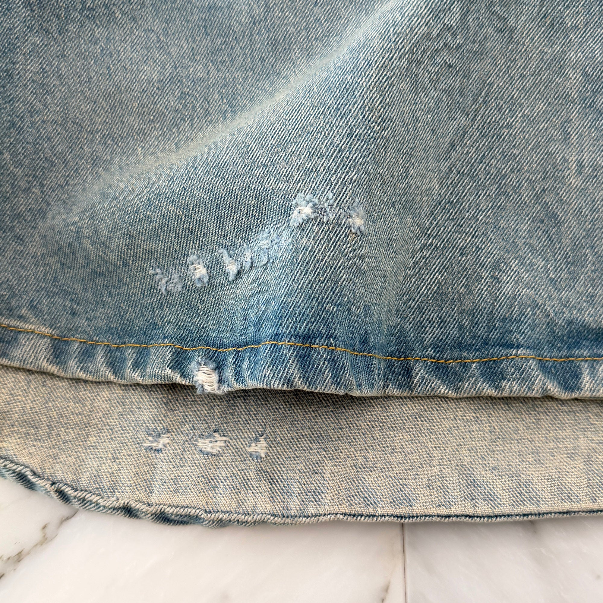 PRADA 2021AW Triangle Logo Plate Oversized Organic Denim Shirt GFC036 S212 1ZAB Size 38 プラダ トライアングルロゴプレート オーバーサイズ オーガニック デニムシャツ サイズ38