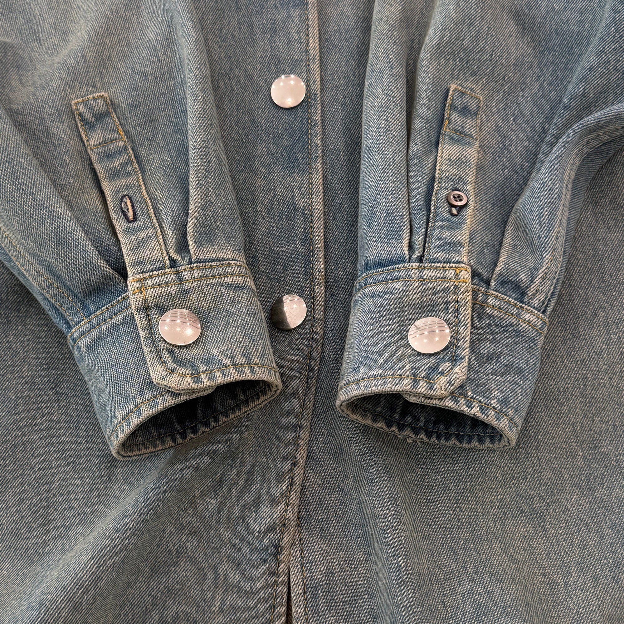PRADA 2021AW Triangle Logo Plate Oversized Organic Denim Shirt GFC036 S212 1ZAB Size 38 プラダ トライアングルロゴプレート オーバーサイズ オーガニック デニムシャツ サイズ38