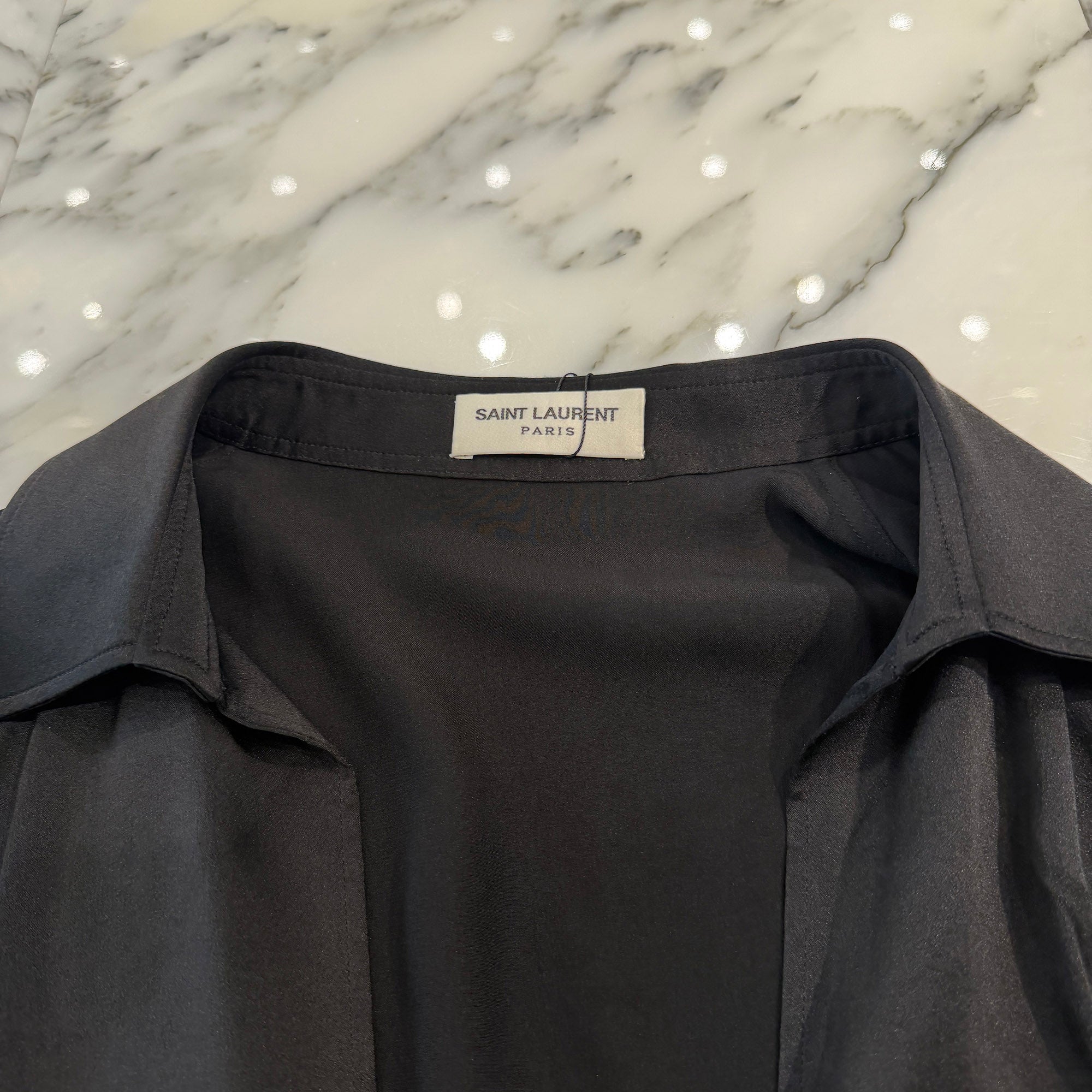 SAINT LAURENT PARIS 2022SS Valuze Silk Pullover Long Sleeve Shirt 733571 Y900R Size 37 サンローランパリ ヴァルーズ シルク プルオーバー ロングスリーブシャツ サイズ37