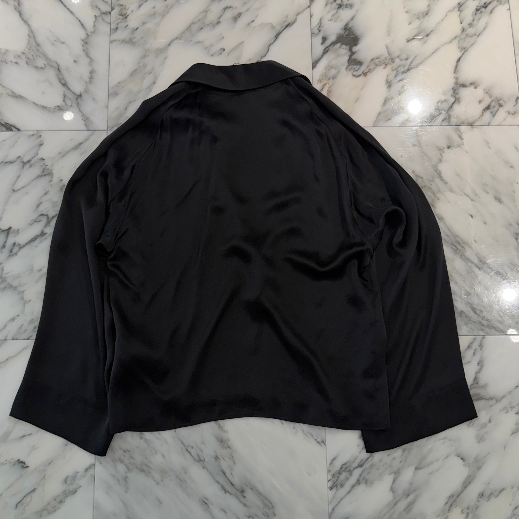 SAINT LAURENT PARIS 2022SS Valuze Silk Pullover Long Sleeve Shirt 733571 Y900R Size 37 サンローランパリ ヴァルーズ シルク プルオーバー ロングスリーブシャツ サイズ37