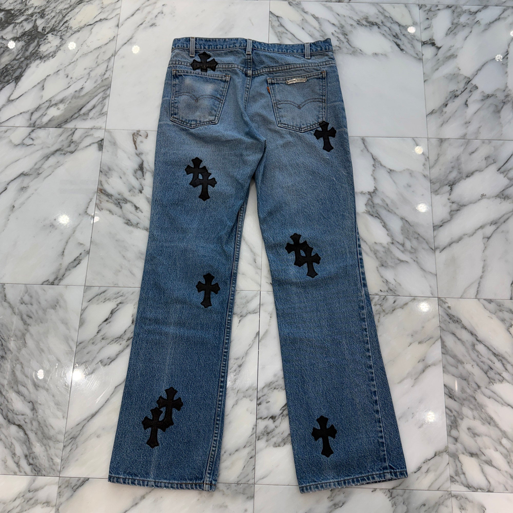 CHROME HEARTS × Levi's VNTG Leather Cross Patch Jeans Size 32 クロムハーツ × リーバイス ヴィンテージ レザークロスパッチ ジーンズ デニムパンツ サイズ32