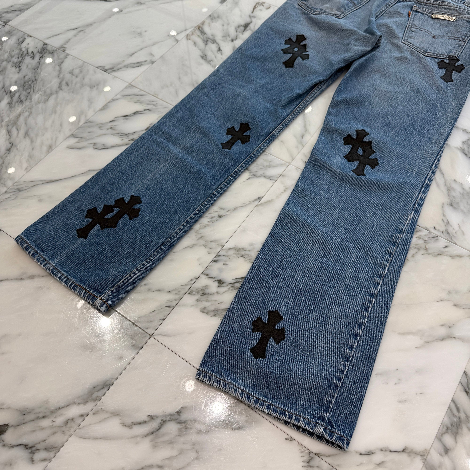 CHROME HEARTS × Levi's VNTG Leather Cross Patch Jeans Size 32 クロムハーツ × リーバイス ヴィンテージ レザークロスパッチ ジーンズ デニムパンツ サイズ32