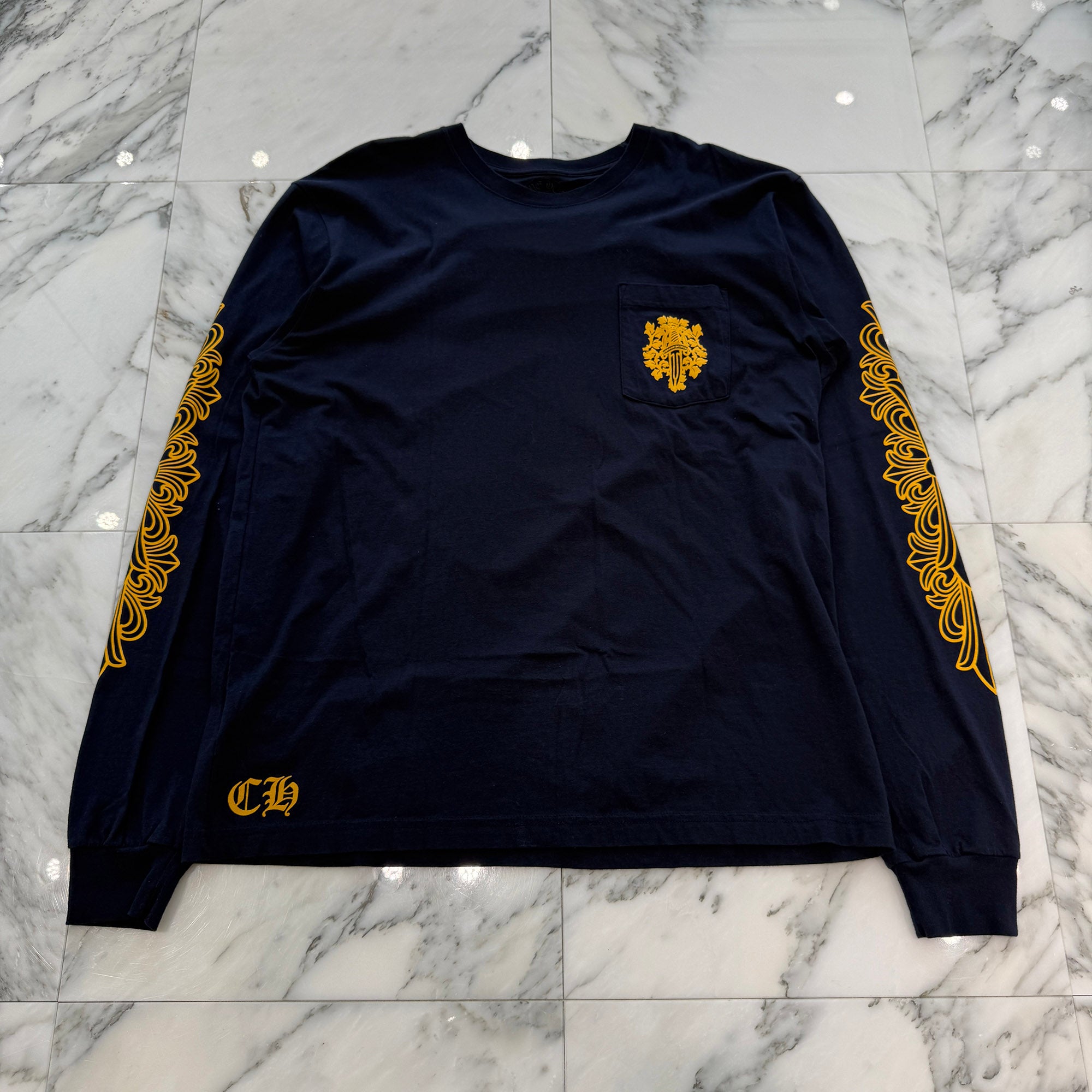 CHROME HEARTS Floral Cross Vine Dagger Long Sleeve Tee Size XL クロムハーツ フローラルクロス ヴァインダガー ロングスリーブTシャツ サイズXL
