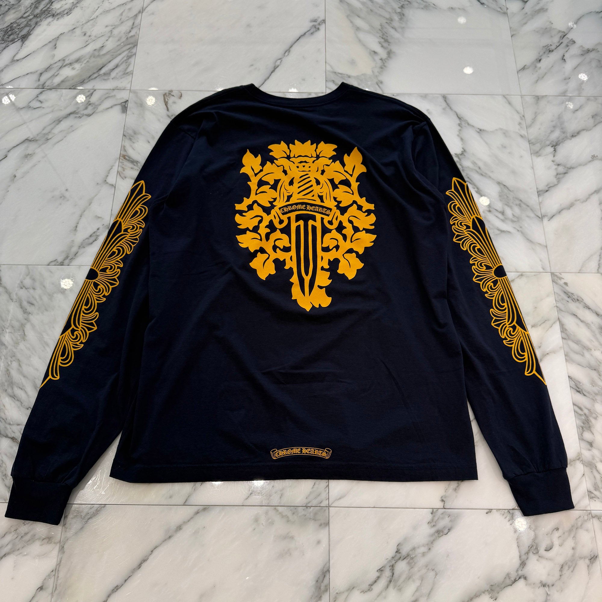 CHROME HEARTS Floral Cross Vine Dagger Long Sleeve Tee Size XL クロムハーツ フローラルクロス ヴァインダガー ロングスリーブTシャツ サイズXL