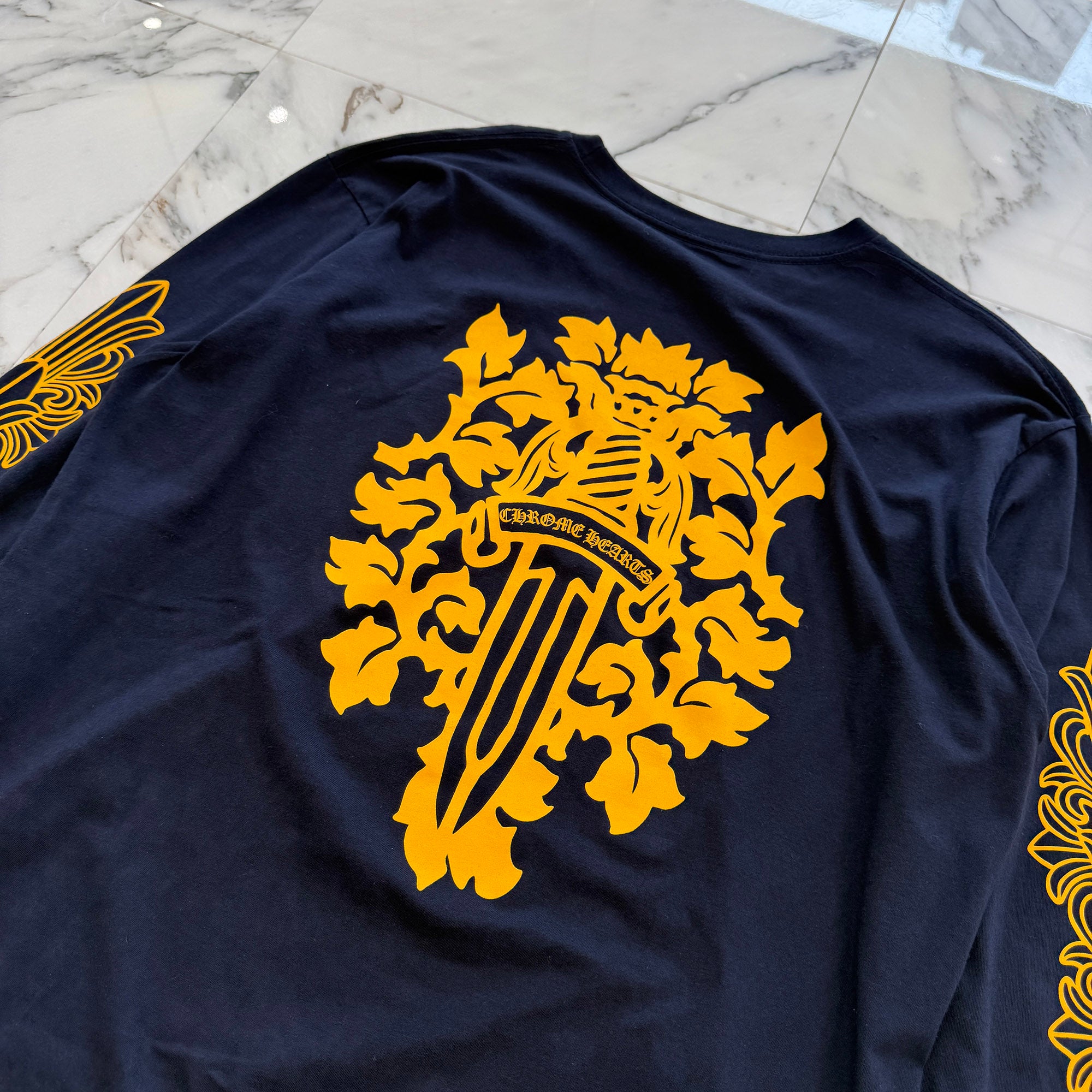 CHROME HEARTS Floral Cross Vine Dagger Long Sleeve Tee Size XL クロムハーツ フローラルクロス ヴァインダガー ロングスリーブTシャツ サイズXL