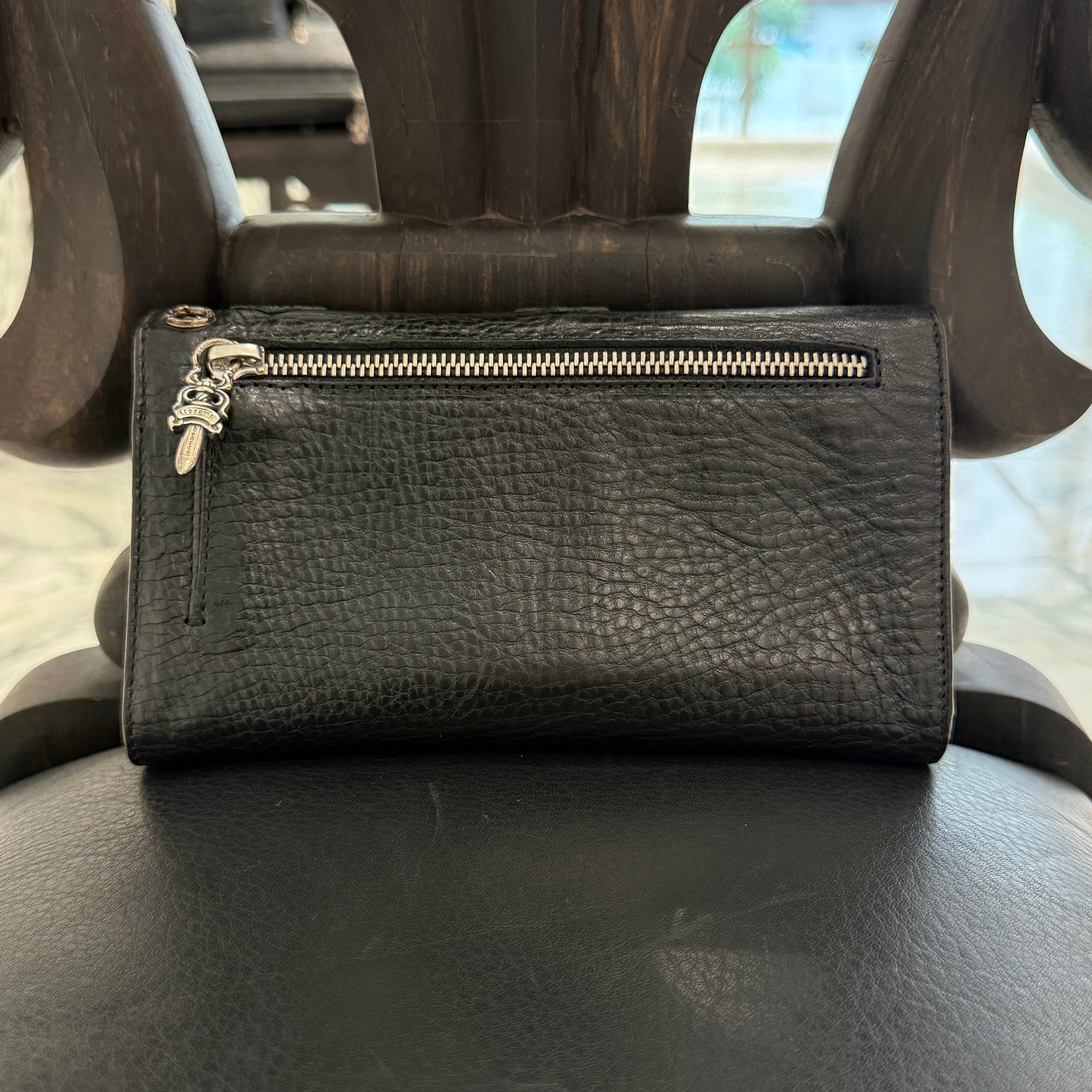 CHROME HEARTS Cemetery Cross Leather Patch Wave Cross Ball Wallet