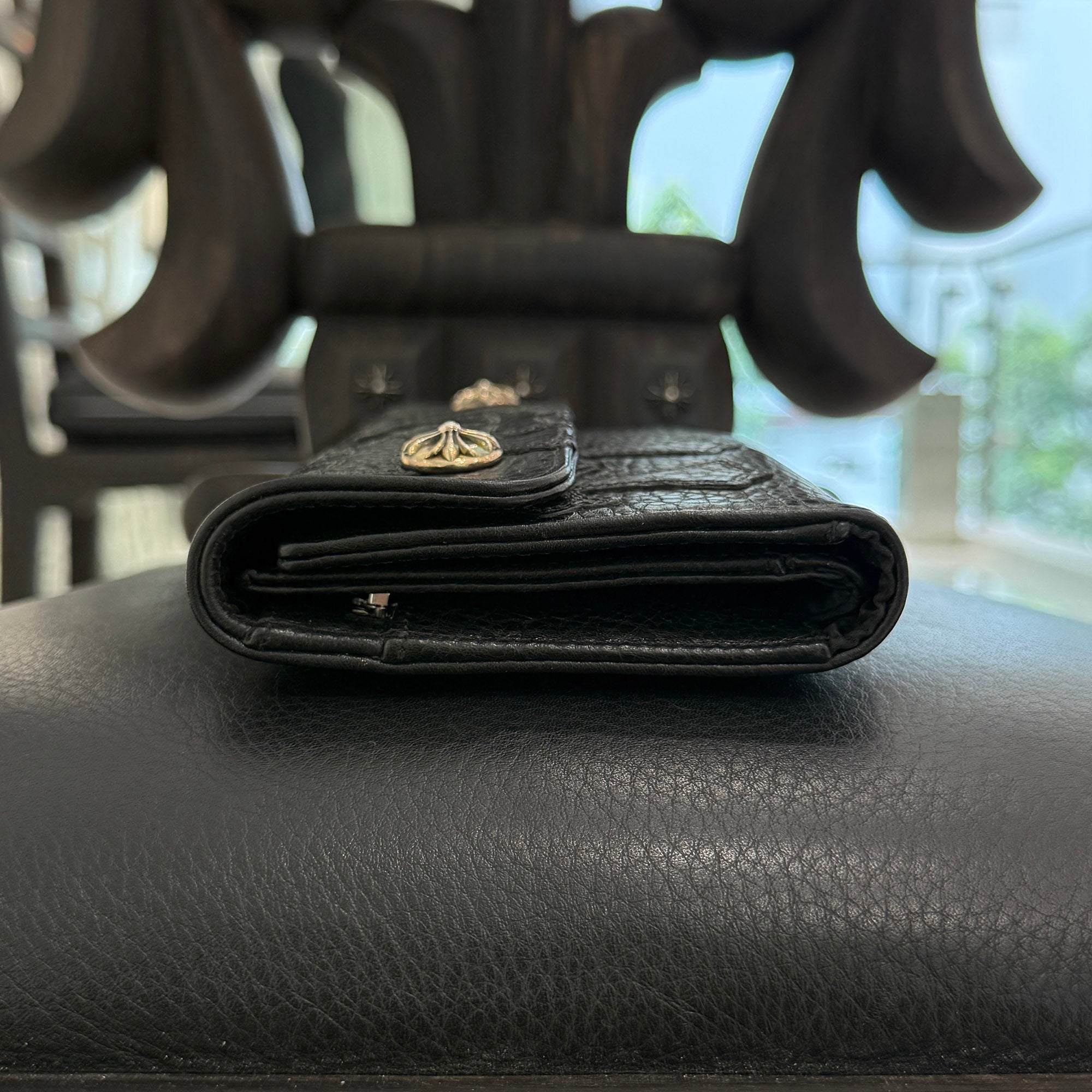 CHROME HEARTS Cemetery Cross Leather Patch Wave Cross Ball Wallet クロムハーツ セメタリークロス レザーパッチ ウェーブクロスボール ウォレット