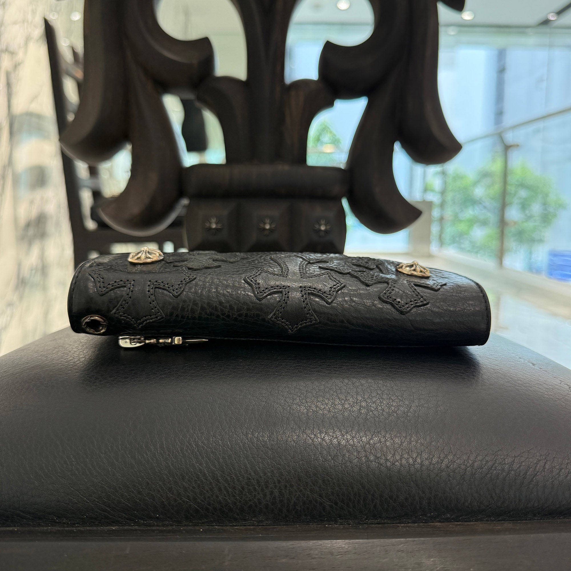 CHROME HEARTS Cemetery Cross Leather Patch Wave Cross Ball Wallet クロムハーツ セメタリークロス レザーパッチ ウェーブクロスボール ウォレット