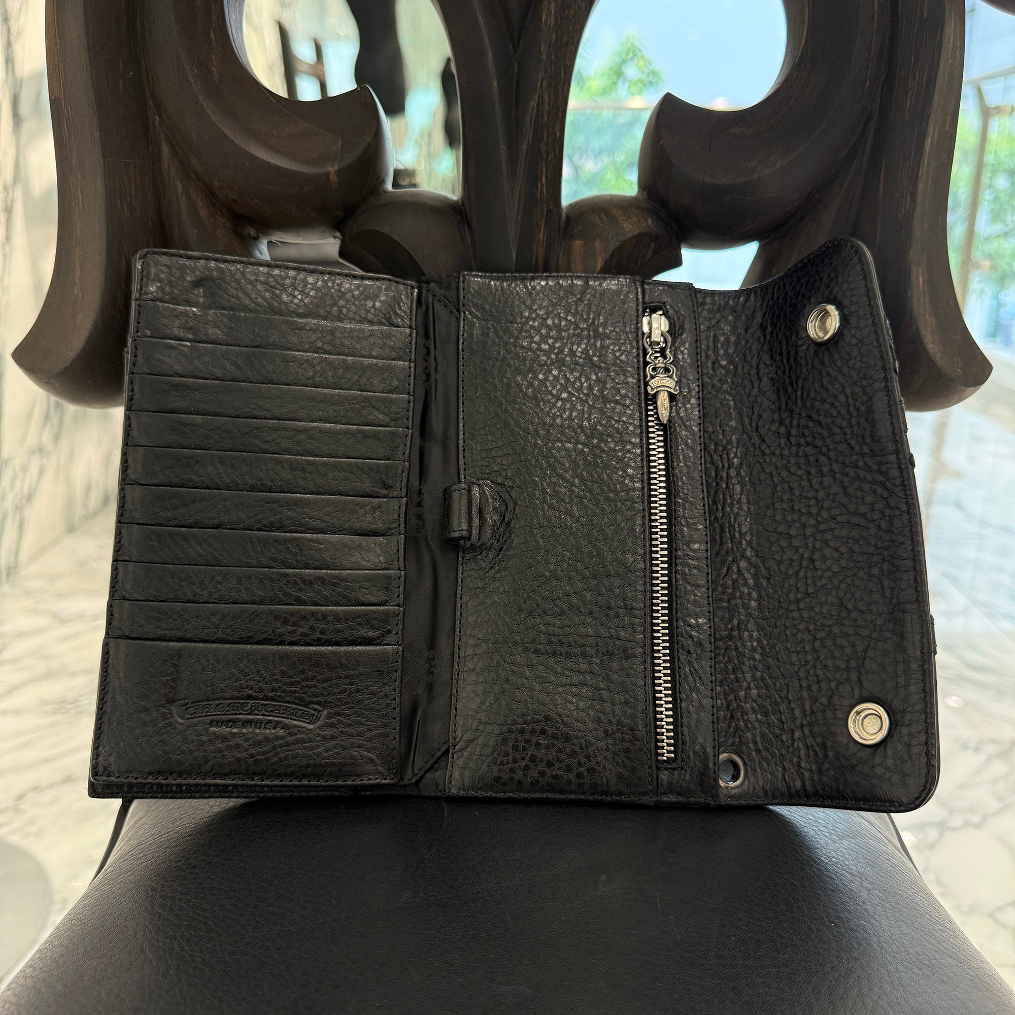 CHROME HEARTS Cemetery Cross Leather Patch Wave Cross Ball Wallet クロムハーツ セメタリークロス レザーパッチ ウェーブクロスボール ウォレット