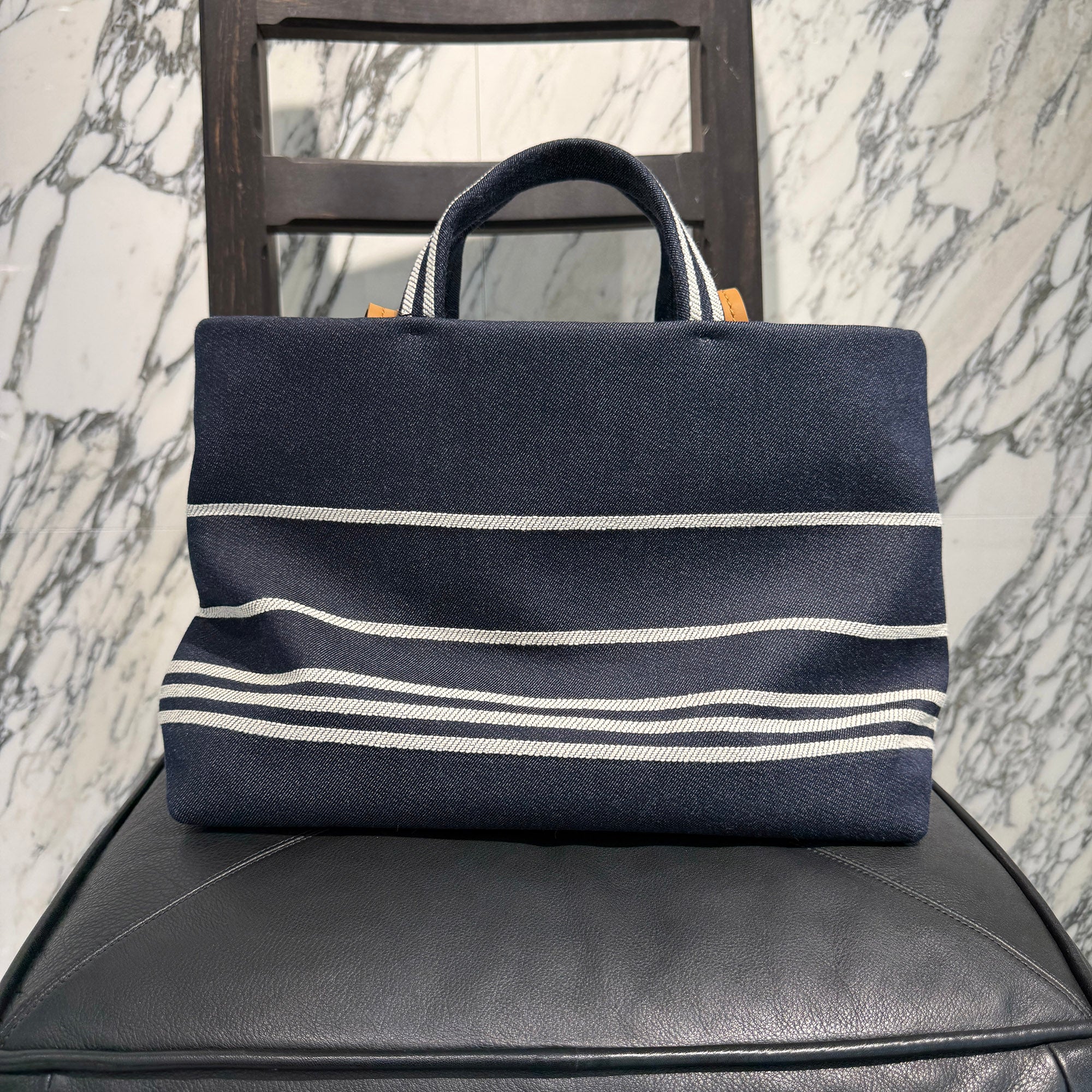 CHANEL COCO Mark Striped Denim Tote Bag シャネル ココマーク ストライプデニム トートバッグ