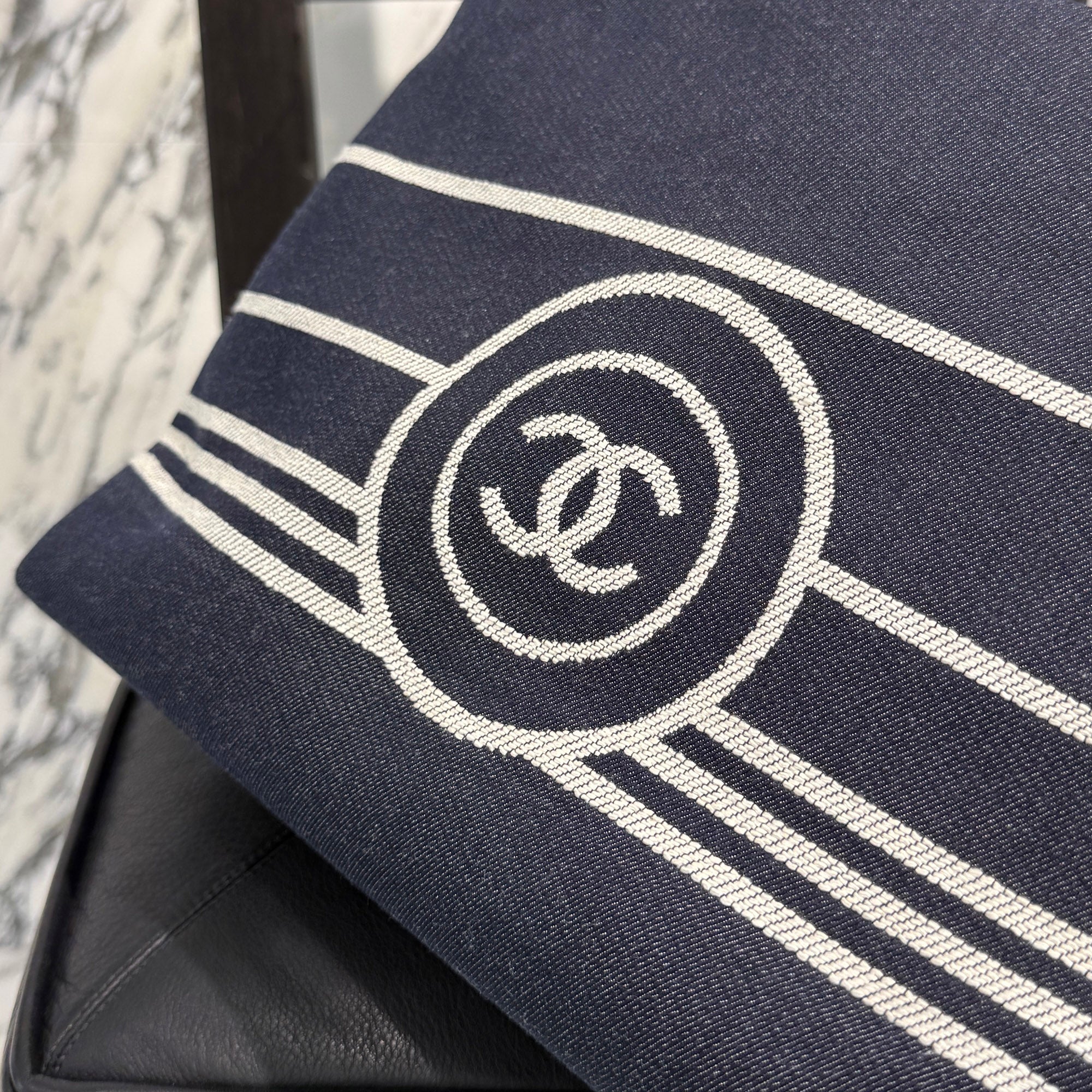 CHANEL COCO Mark Striped Denim Tote Bag シャネル ココマーク ストライプデニム トートバッグ