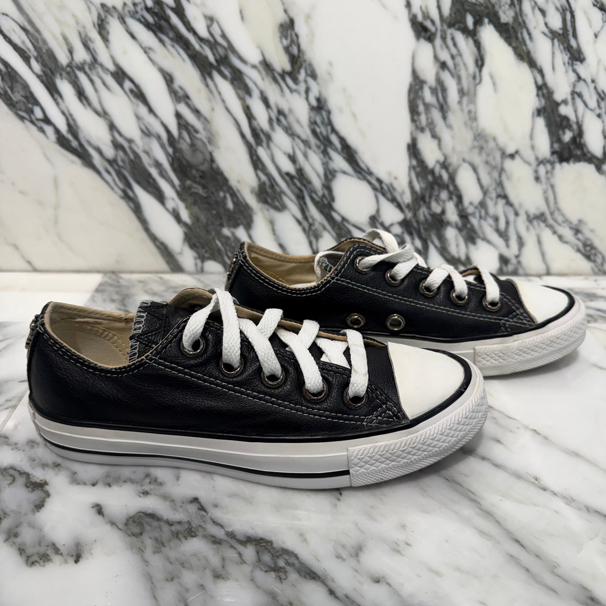 CHROME HEARTS × CONVERSE ALL STAR Star Leather Patch Custom Sneakers Size 4 (23.0cm) クロムハーツ × コンバース オールスター クロスレザーパッチ カスタム スニーカー サイズ4 (23.0cm)