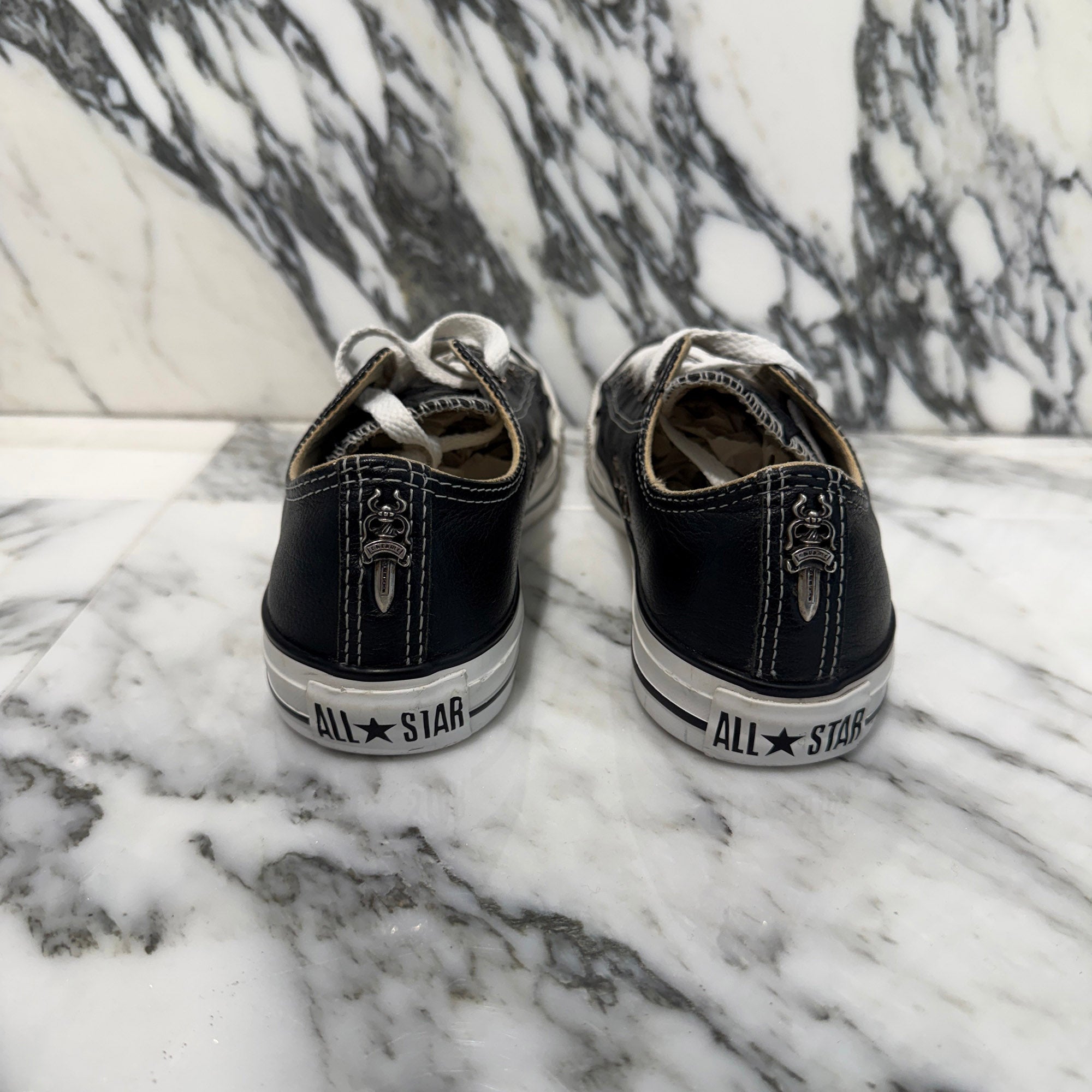 CHROME HEARTS × CONVERSE ALL STAR Star Leather Patch Custom Sneakers Size 4 (23.0cm) クロムハーツ × コンバース オールスター クロスレザーパッチ カスタム スニーカー サイズ4 (23.0cm)