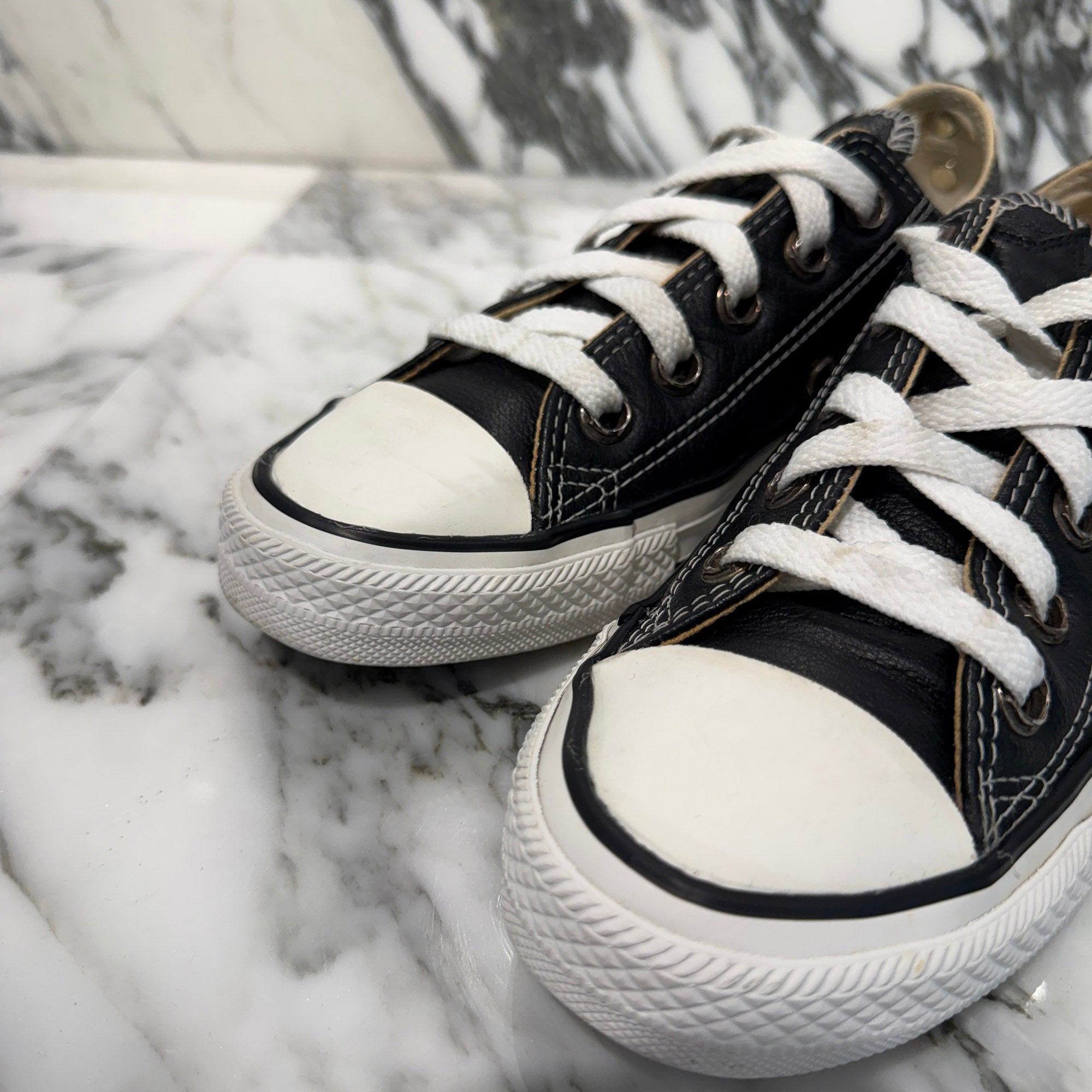 CHROME HEARTS × CONVERSE ALL STAR Star Leather Patch Custom Sneakers Size 4 (23.0cm) クロムハーツ × コンバース オールスター クロスレザーパッチ カスタム スニーカー サイズ4 (23.0cm)