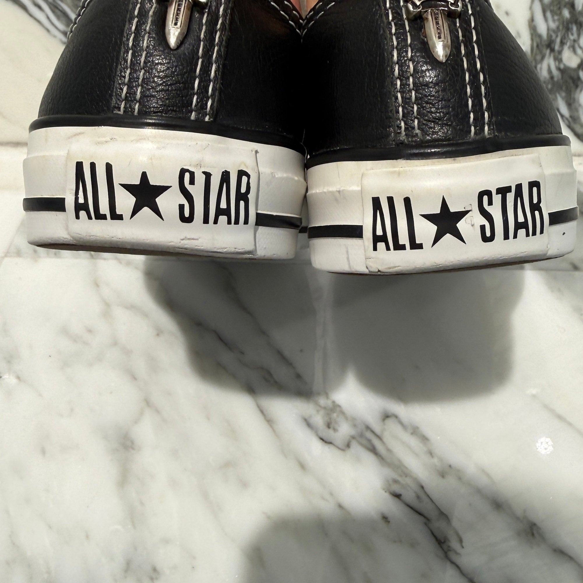 CHROME HEARTS × CONVERSE ALL STAR Star Leather Patch Custom Sneakers Size 4 (23.0cm) クロムハーツ × コンバース オールスター クロスレザーパッチ カスタム スニーカー サイズ4 (23.0cm)