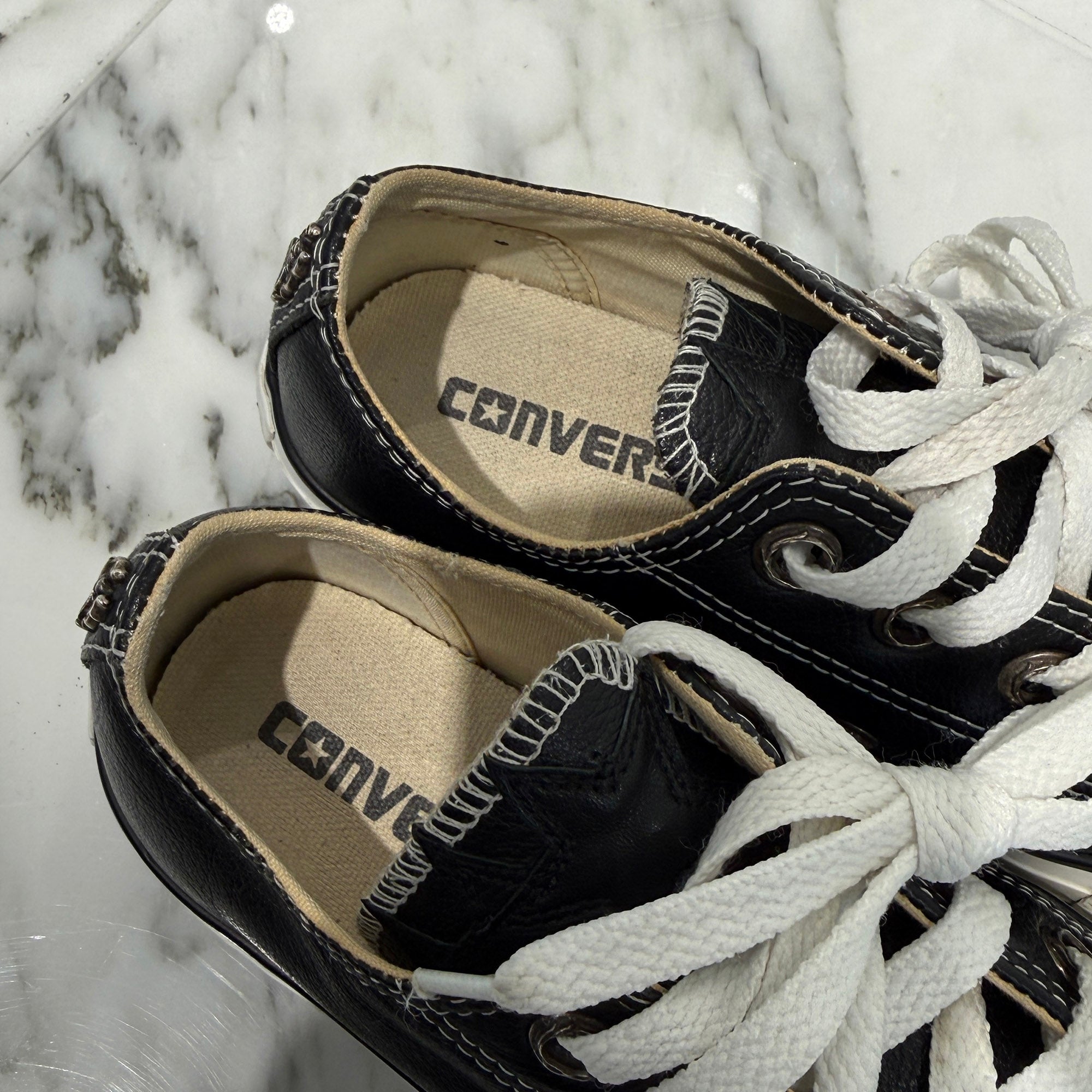 CHROME HEARTS × CONVERSE ALL STAR Star Leather Patch Custom Sneakers Size 4 (23.0cm) クロムハーツ × コンバース オールスター クロスレザーパッチ カスタム スニーカー サイズ4 (23.0cm)