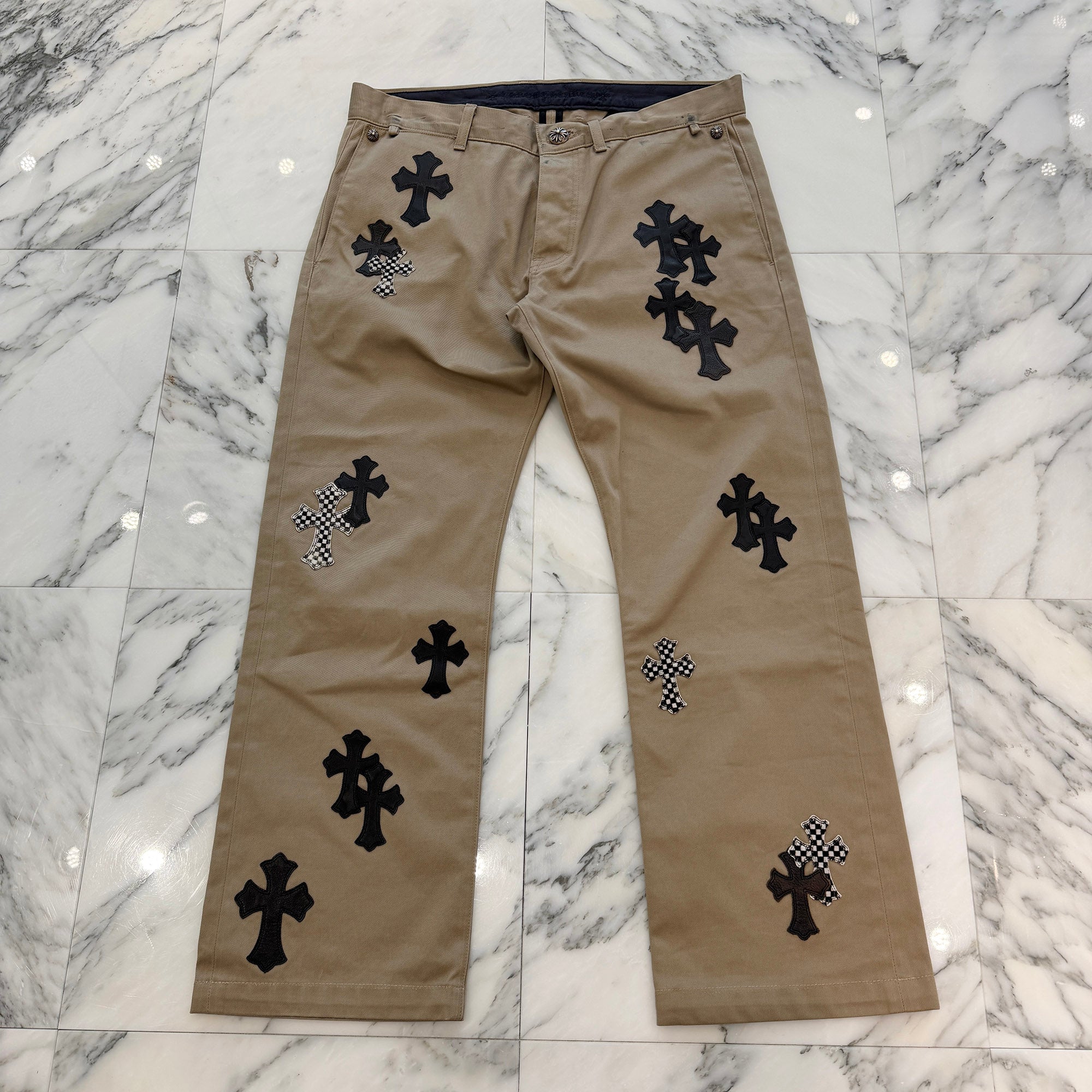 CHROME HEARTS Multi Cemetery Leather Cross Patch Chino Pants Size 36 クロムハーツ マルチセメタリー レザークロスパッチ チノパンツ サイズ36