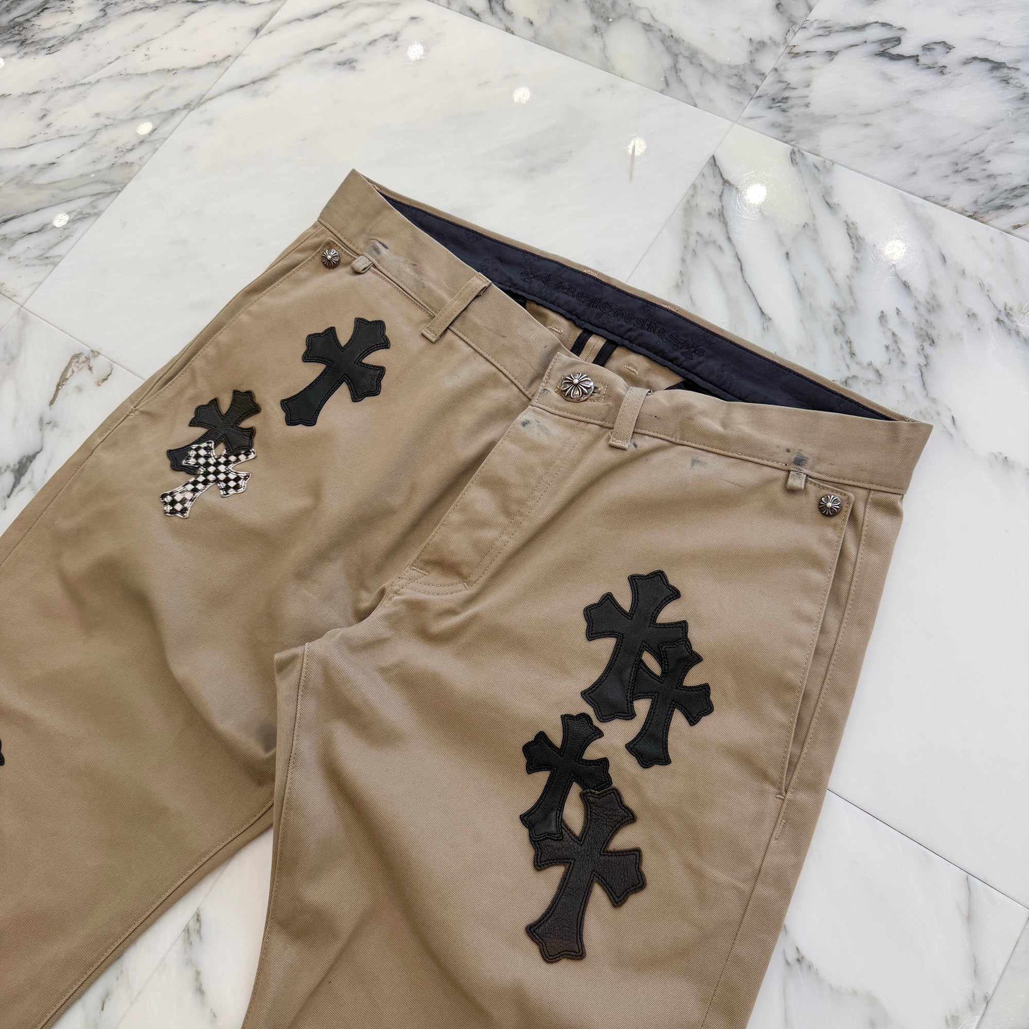 CHROME HEARTS Multi Cemetery Leather Cross Patch Chino Pants Size 36 クロムハーツ マルチセメタリー レザークロスパッチ チノパンツ サイズ36