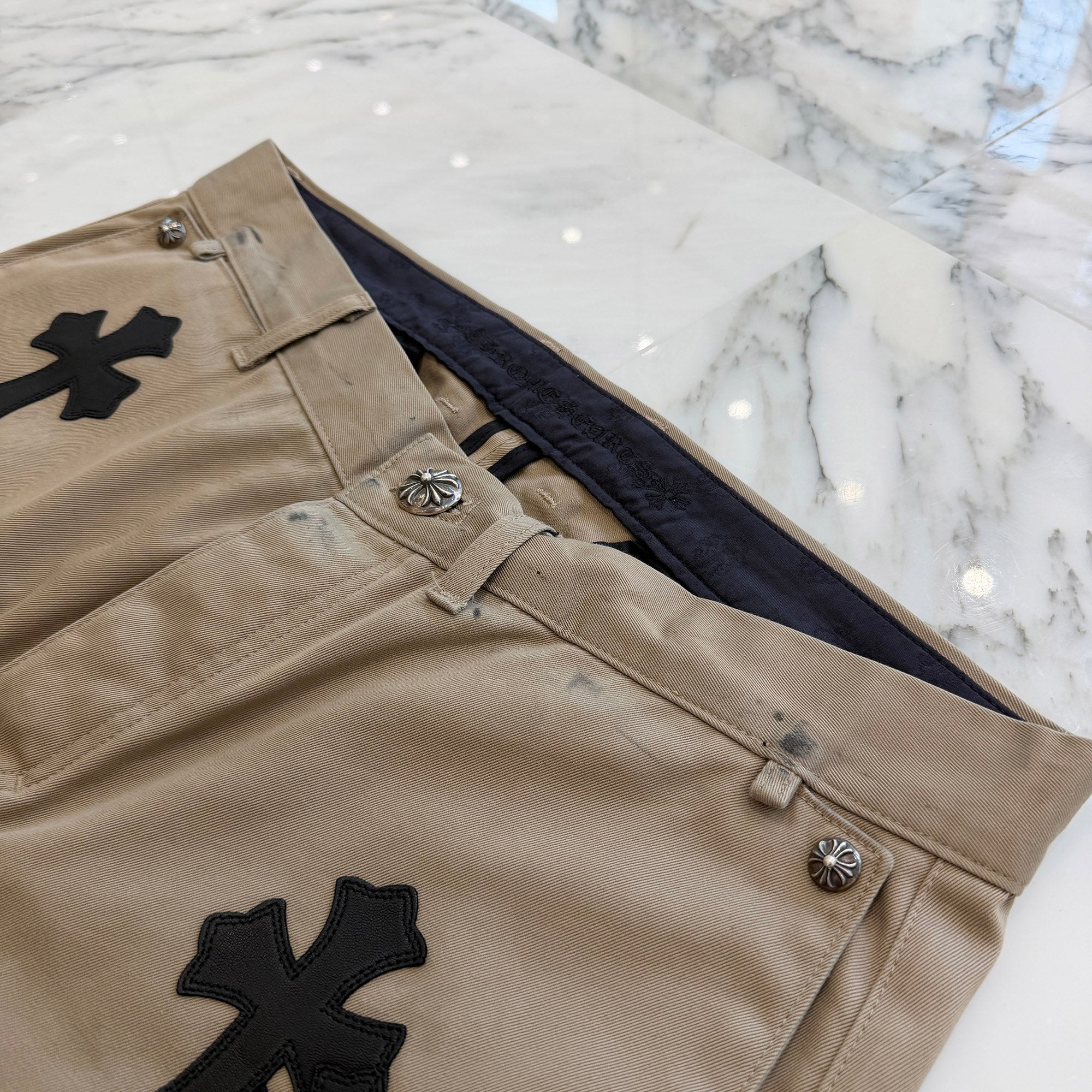 CHROME HEARTS Multi Cemetery Leather Cross Patch Chino Pants Size 36 クロムハーツ マルチセメタリー レザークロスパッチ チノパンツ サイズ36