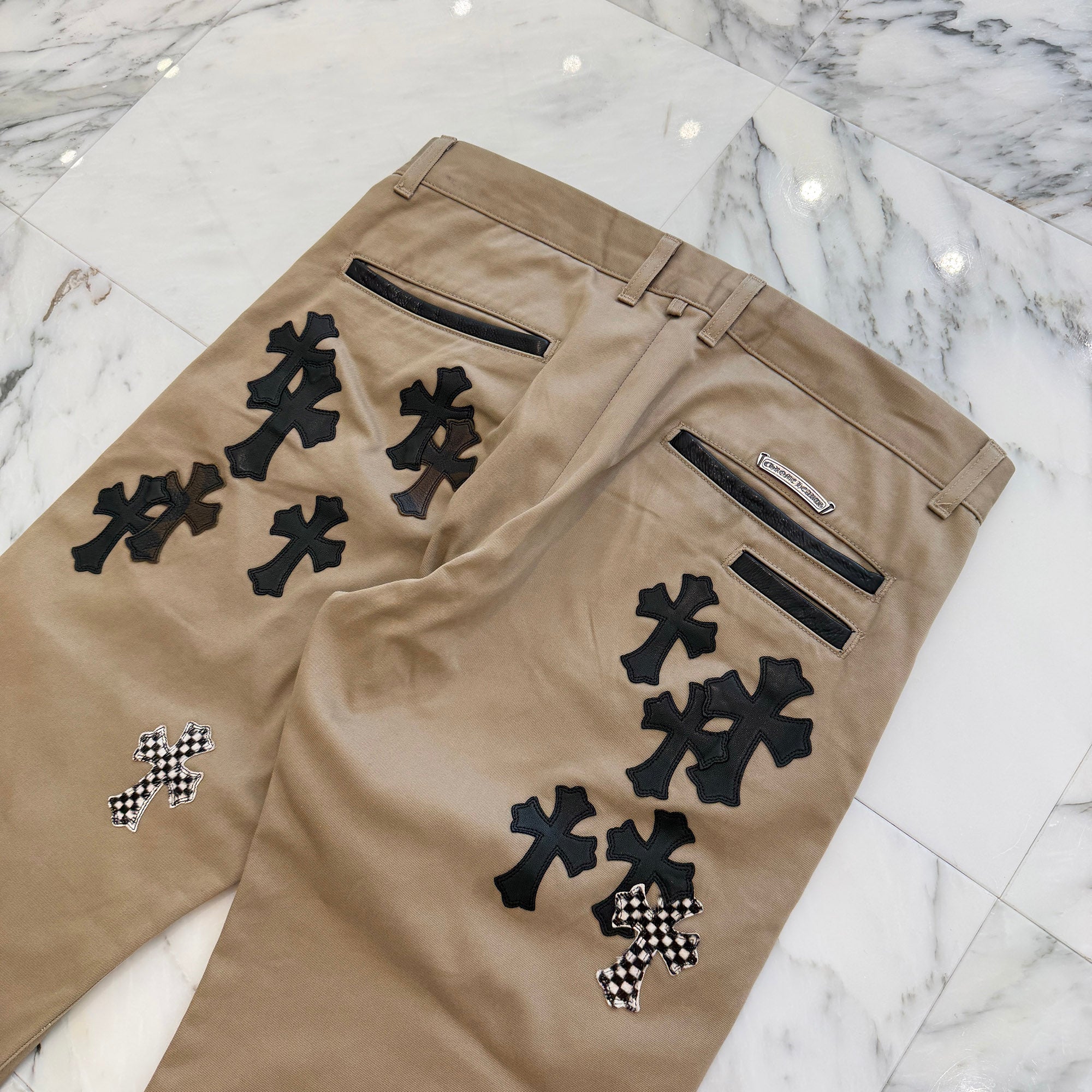 CHROME HEARTS Multi Cemetery Leather Cross Patch Chino Pants Size 36 クロムハーツ マルチセメタリー レザークロスパッチ チノパンツ サイズ36