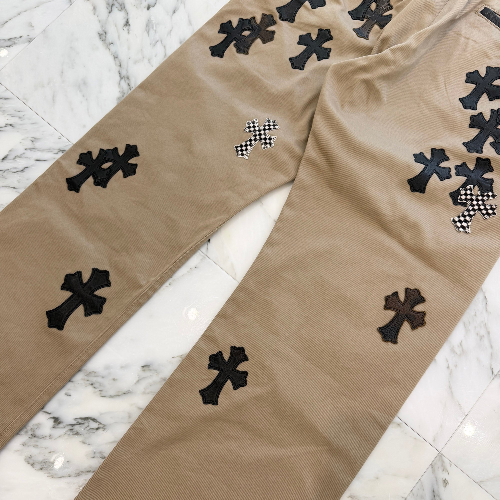 CHROME HEARTS Multi Cemetery Leather Cross Patch Chino Pants Size 36 クロムハーツ マルチセメタリー レザークロスパッチ チノパンツ サイズ36