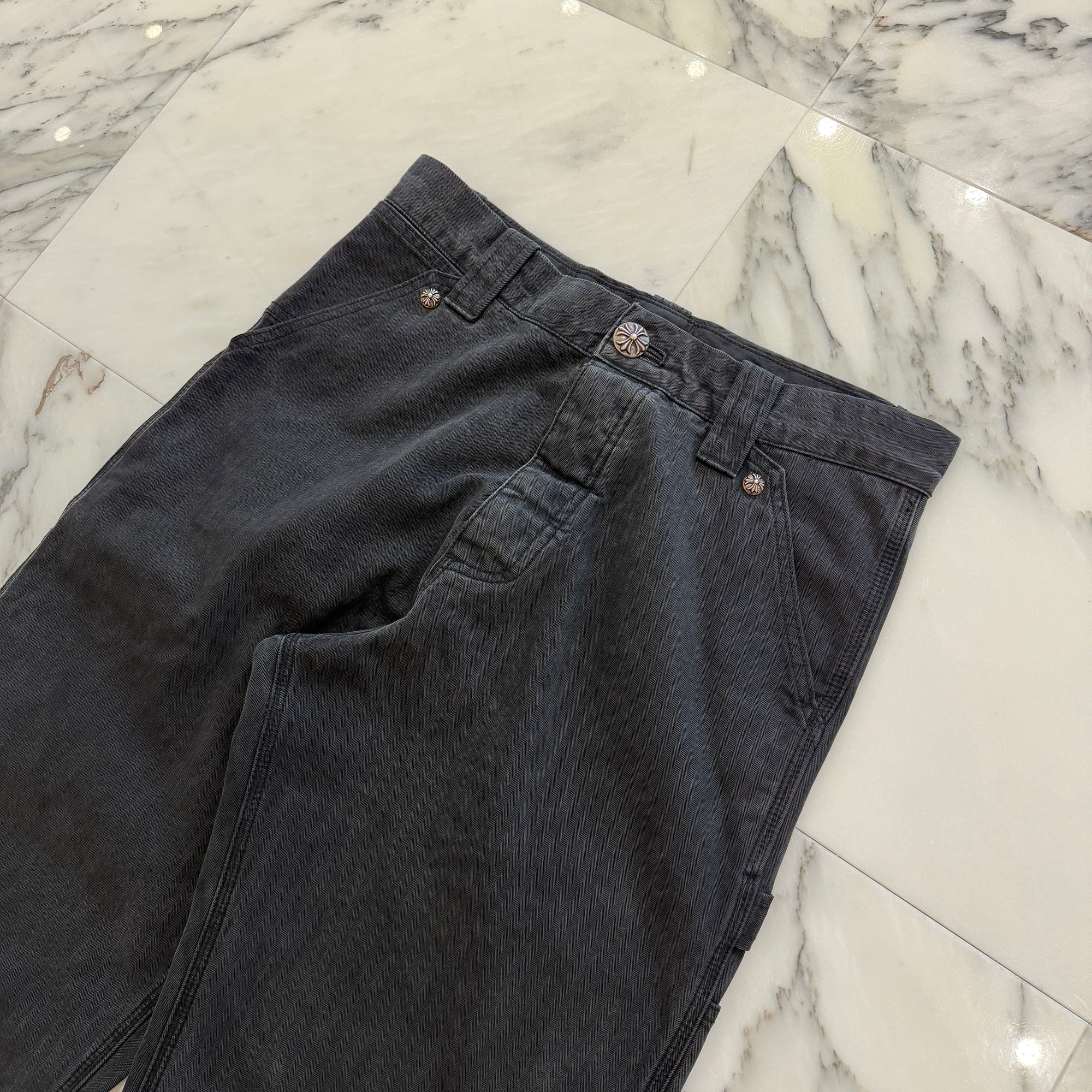 CHROME HEARTS Cross Ball Button Double Knee Denim Pants Size 30 クロムハーツ クロスボールボタン ダブルニー デニムパンツ サイズ30