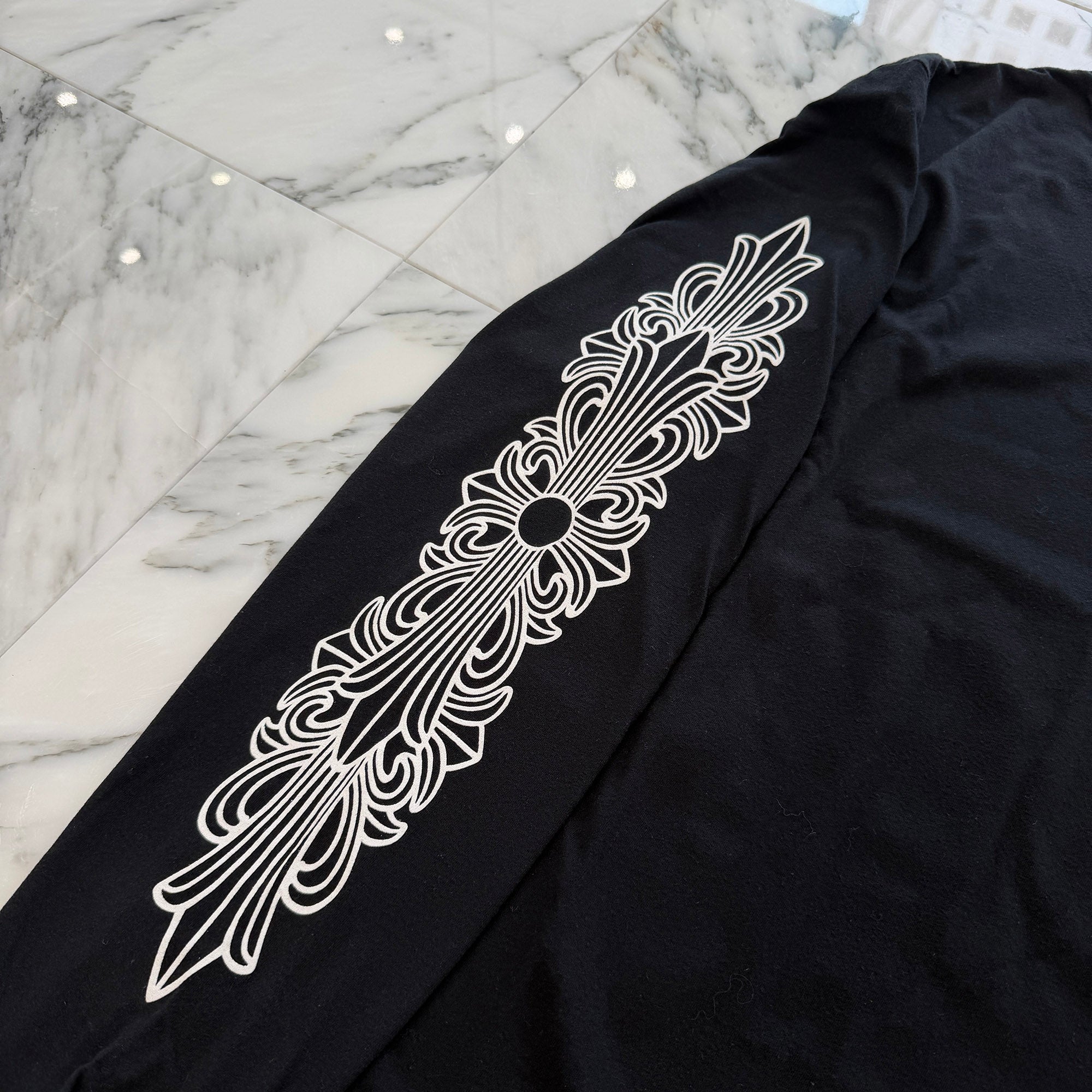 CHROME HEARTS Floral Cross Horseshoe Long Sleeve Tee Size L クロムハーツ フローラルクロス ホースシュー ロングスリーブ Tシャツ サイズL