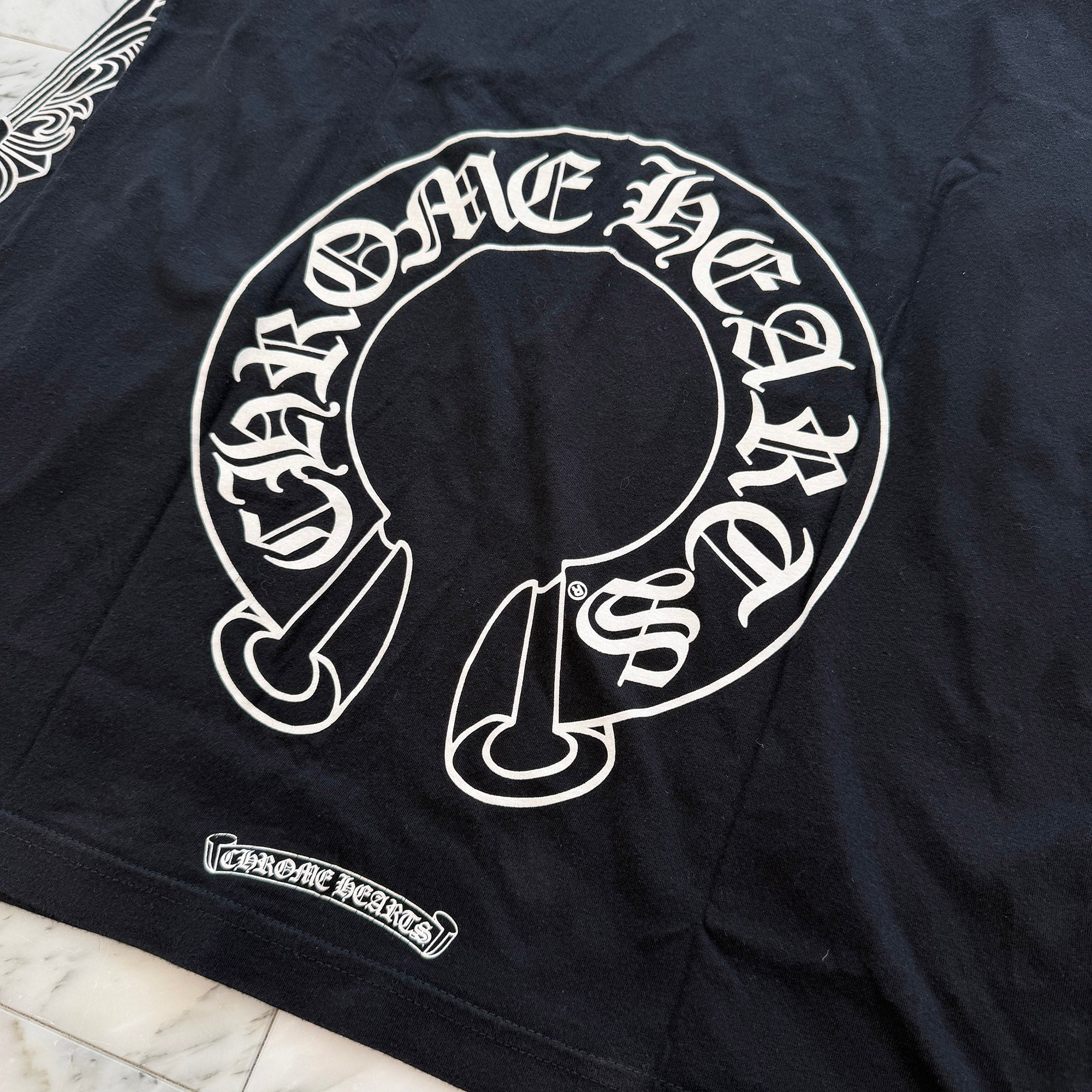 CHROME HEARTS Floral Cross Horseshoe Long Sleeve Tee Size L クロムハーツ フローラルクロス ホースシュー ロングスリーブ Tシャツ サイズL