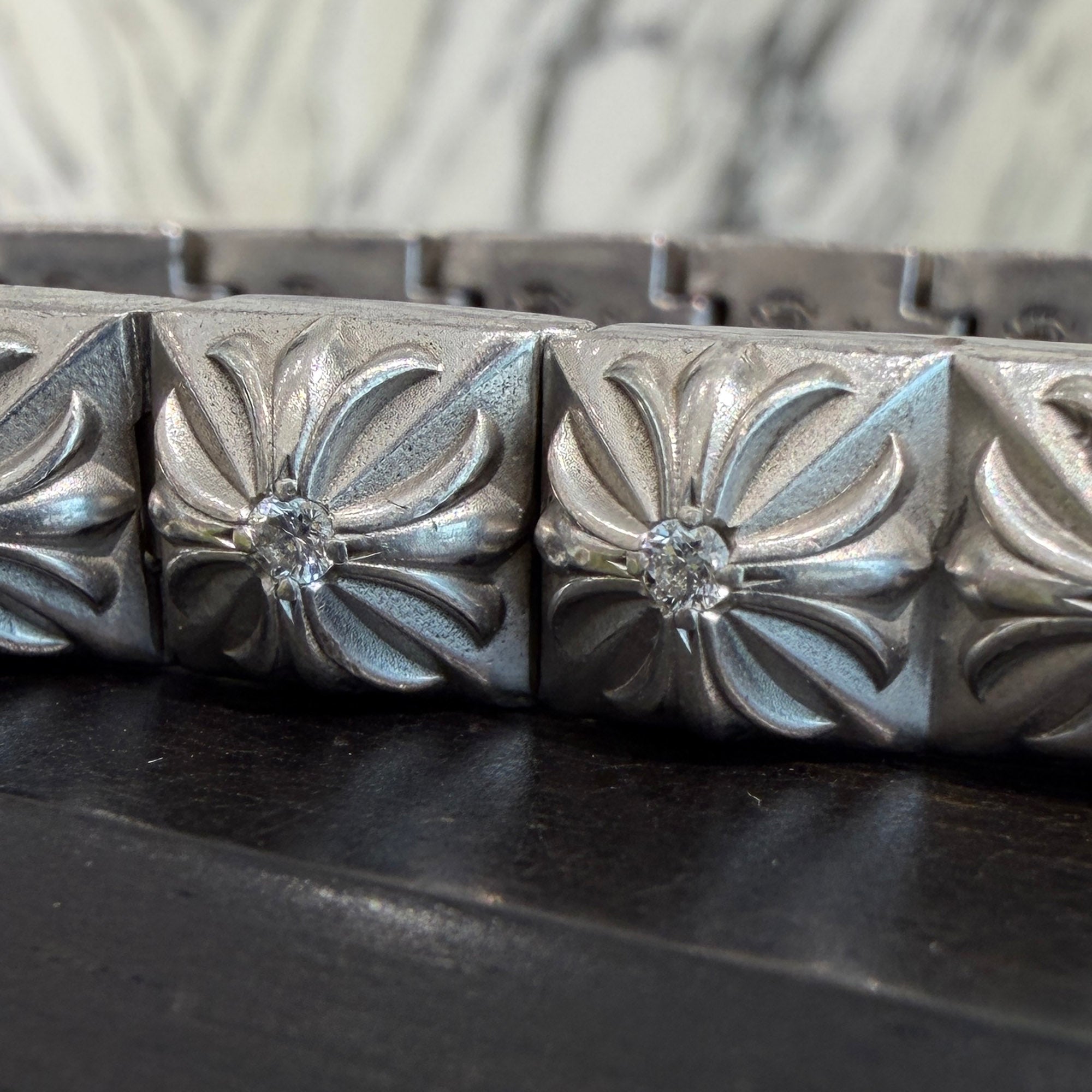 CHROME HEARTS PYRAMID PLS LNK BRACELET 1 Diamond White Rhodium
