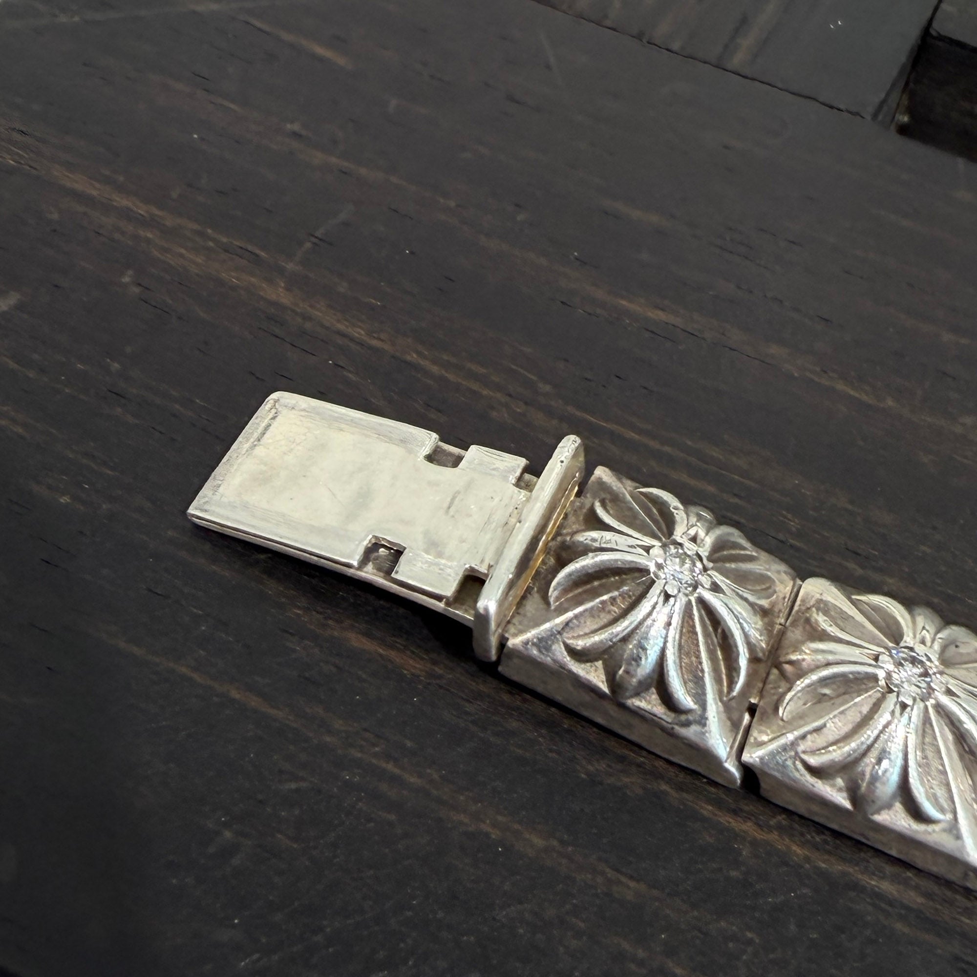 CHROME HEARTS PYRAMID PLS LNK BRACELET 1 Diamond White Rhodium Coating 18コマ クロムハーツ ピラミッドプラスリンク ブレスレット 1ダイヤモンド ホワイトロジウムコーティング 18コマ
